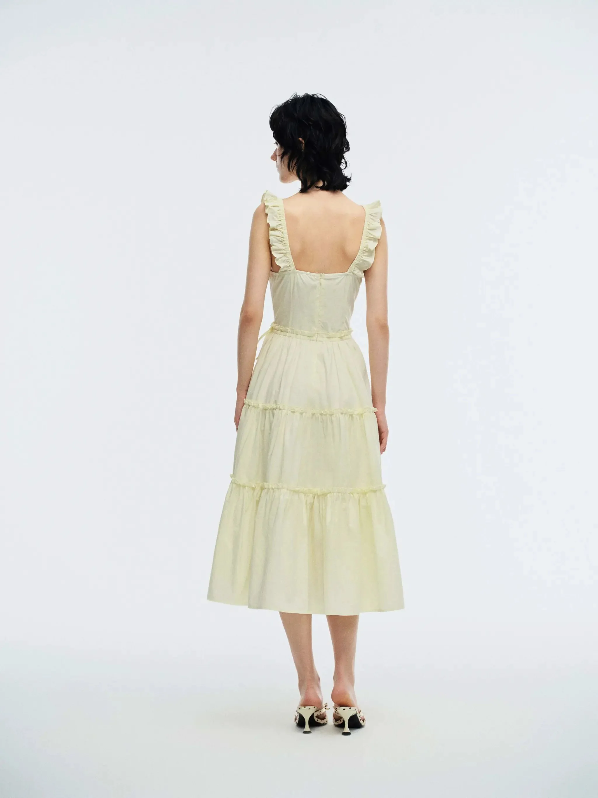 11309-ruffle-detail-shirred-a-line-midi-dresses-for-elegant-look-6.webp Ruffle Detail Shirred A-Line Midi Dresses For Elegant Look