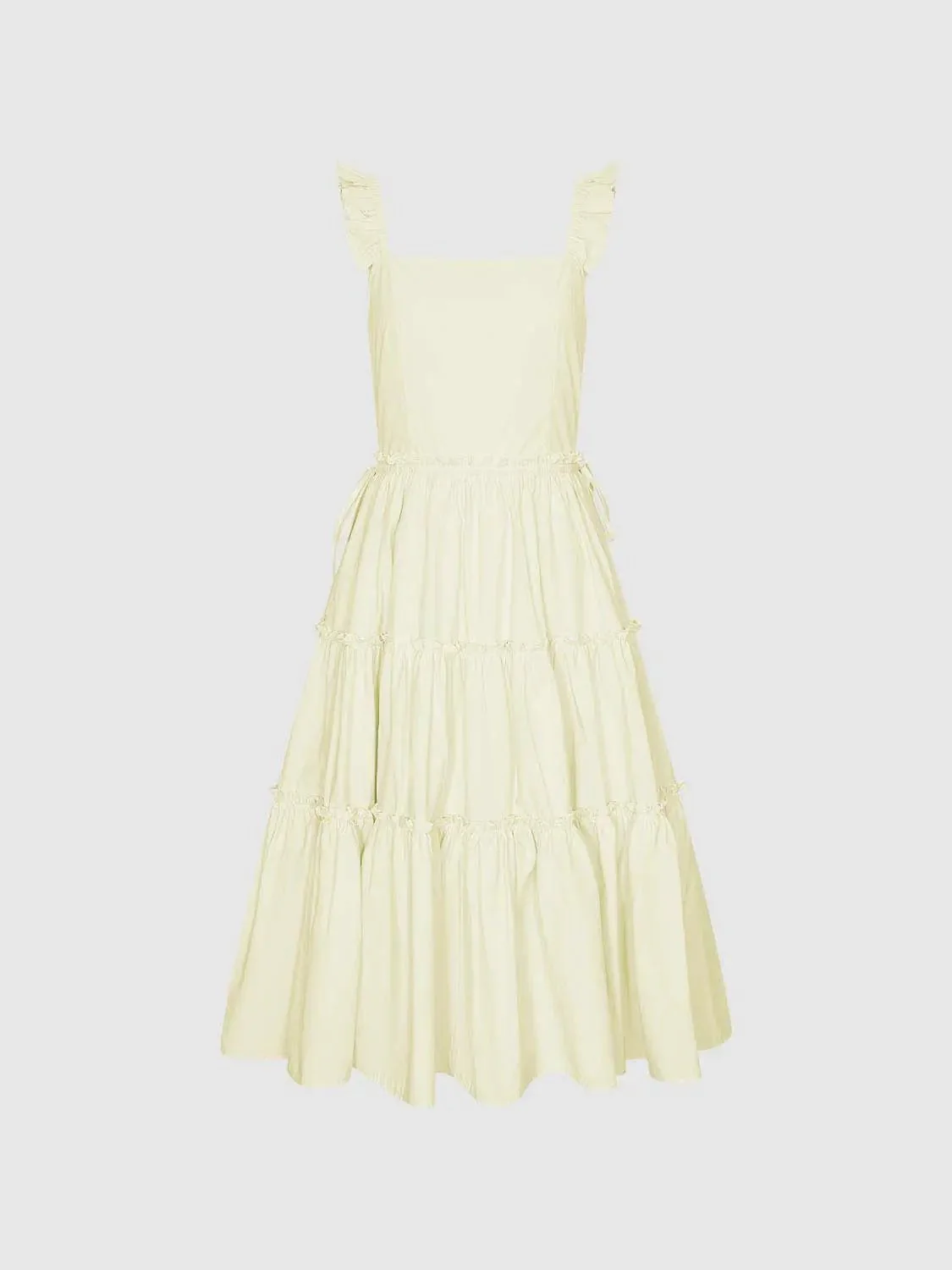 11309-ruffle-detail-shirred-a-line-midi-dresses-for-elegant-look-7.webp Ruffle Detail Shirred A-Line Midi Dresses For Elegant Look
