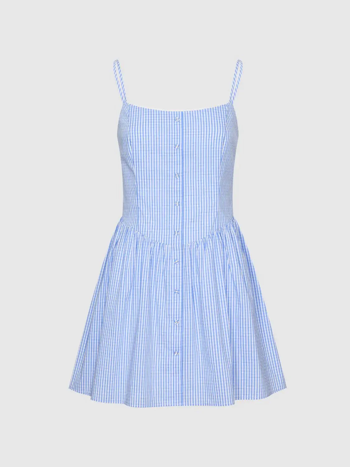 Contrast Striped Strappy Button Detail A-Line Mini Dresses