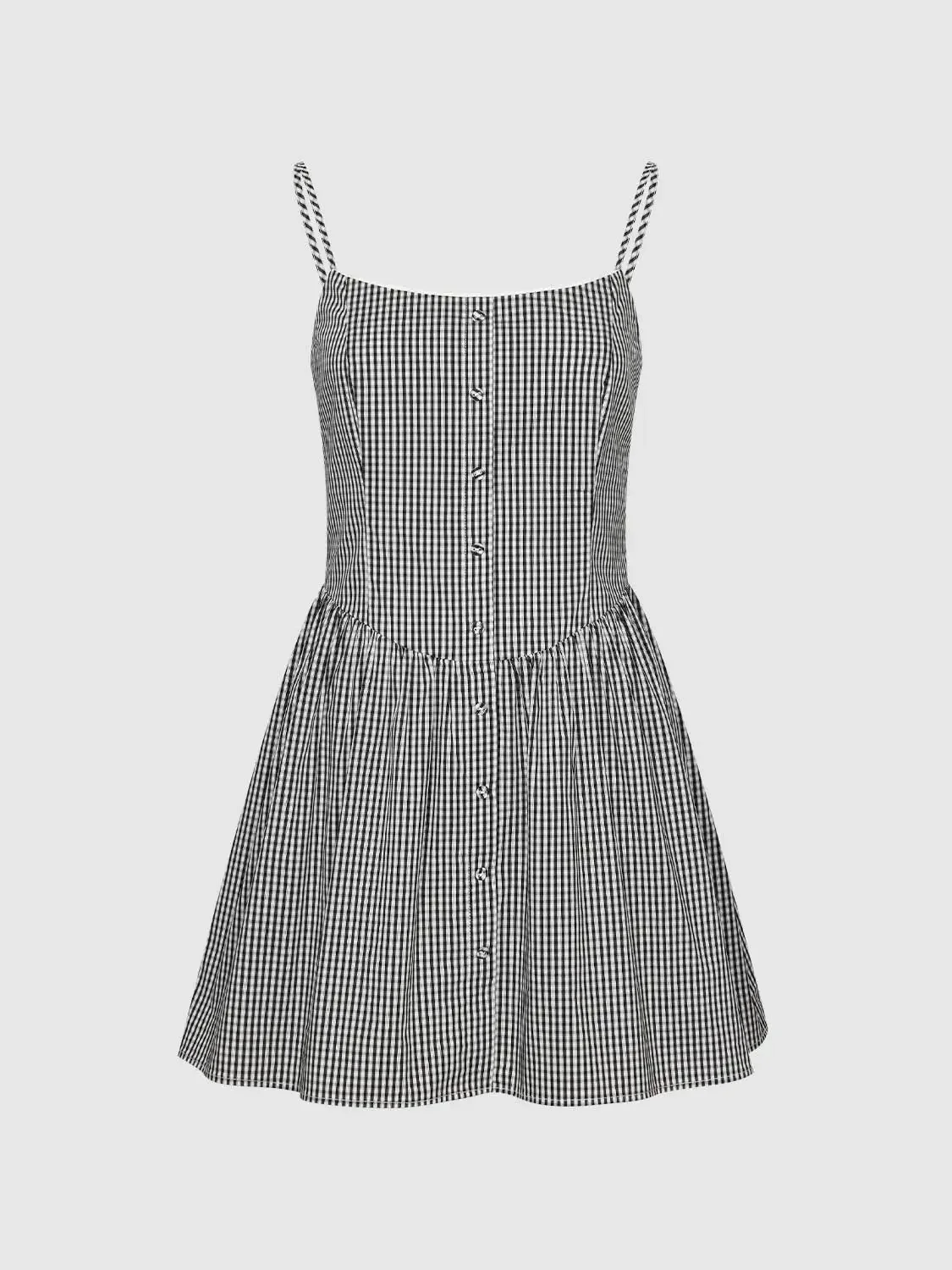 Contrast Striped Strappy Button Detail A-Line Mini Dresses