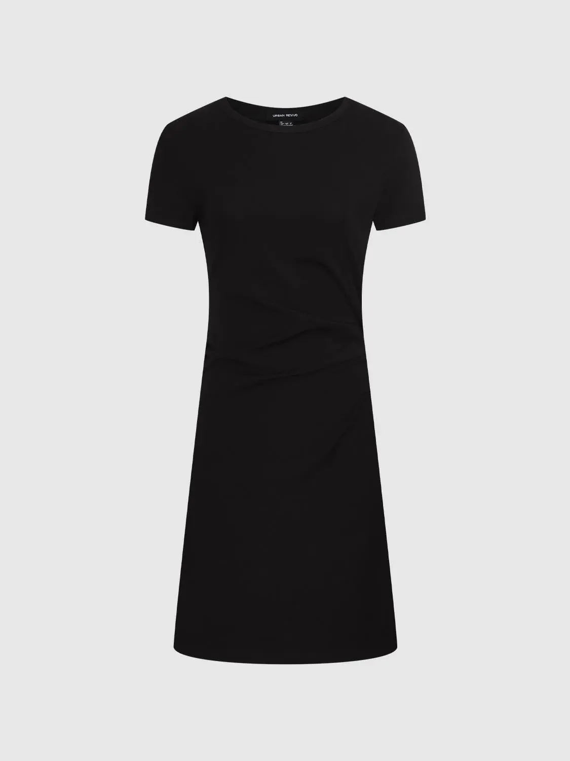 Draped Short Sleeve A-Line Crepe Midi Dresses