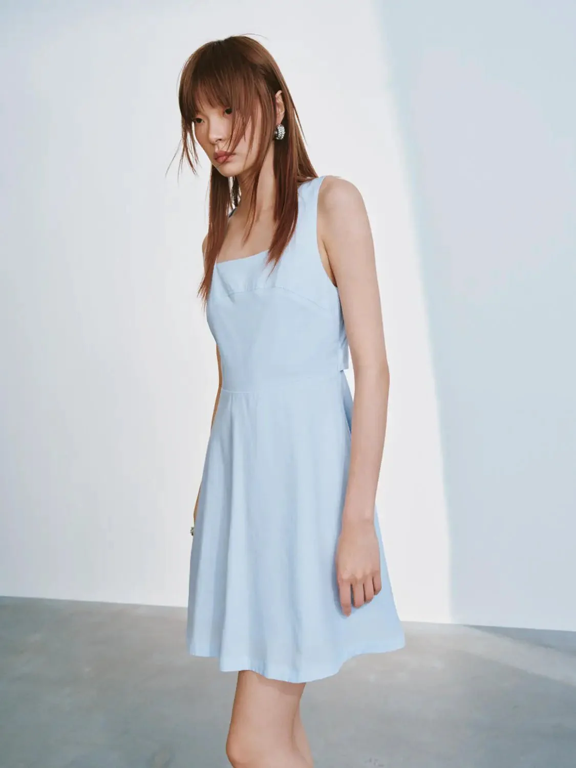 Square Neck Strappy A-Line Mini Dresses Casual Summer Party