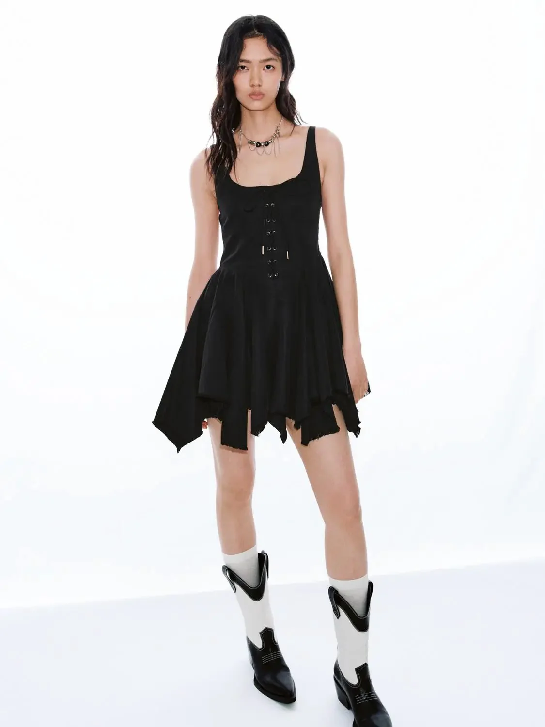 11375-cotton-lyocell-blend-strappy-lace-up-a-line-mini-dresses-5.webp Cotton Lyocell Blend Strappy Lace Up A Line Mini Dresses
