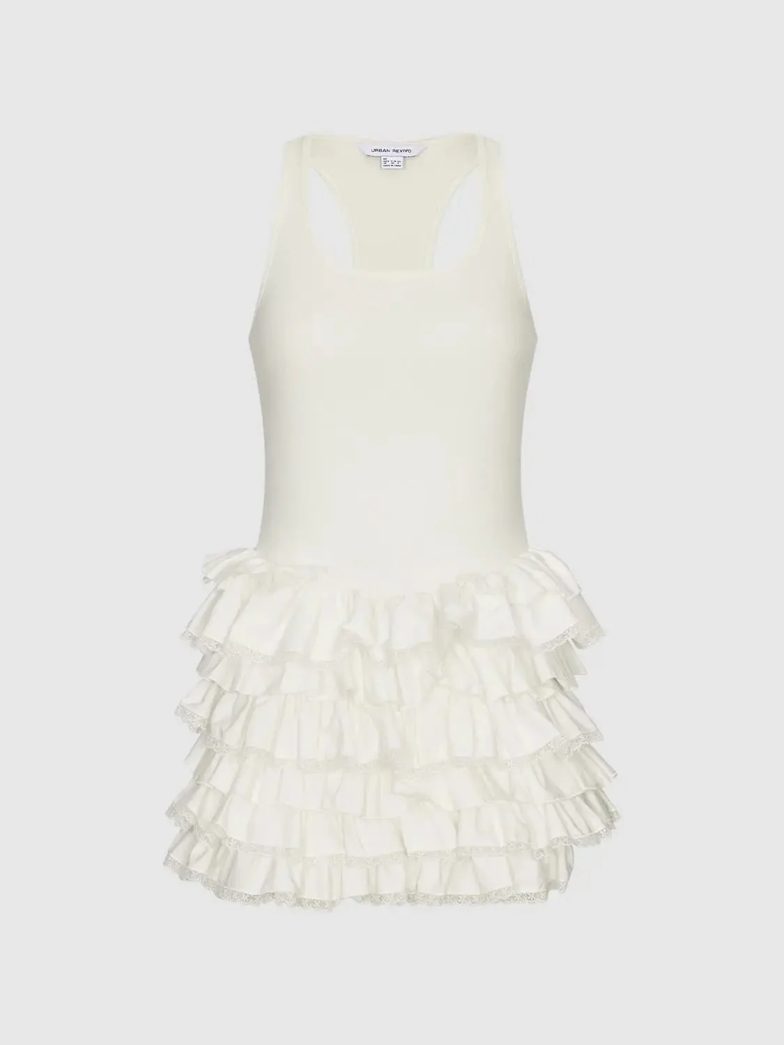 Cotton Blend Strappy Tiered Dress