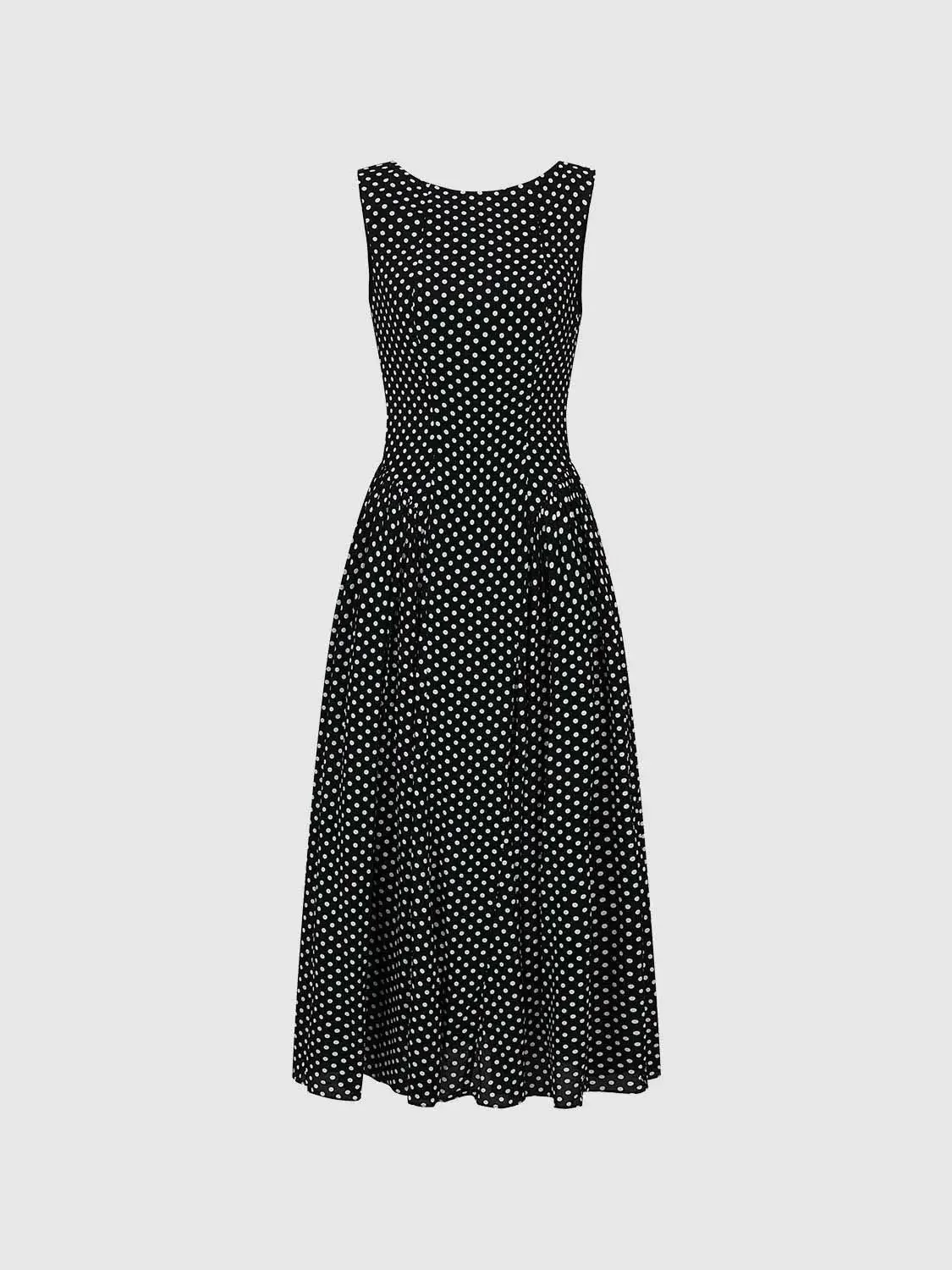 11410-polka-dot-boat-neck-sleeveless-a-line-midi-dresses-7.webp Polka Dot Boat Neck Sleeveless A Line Midi Dresses