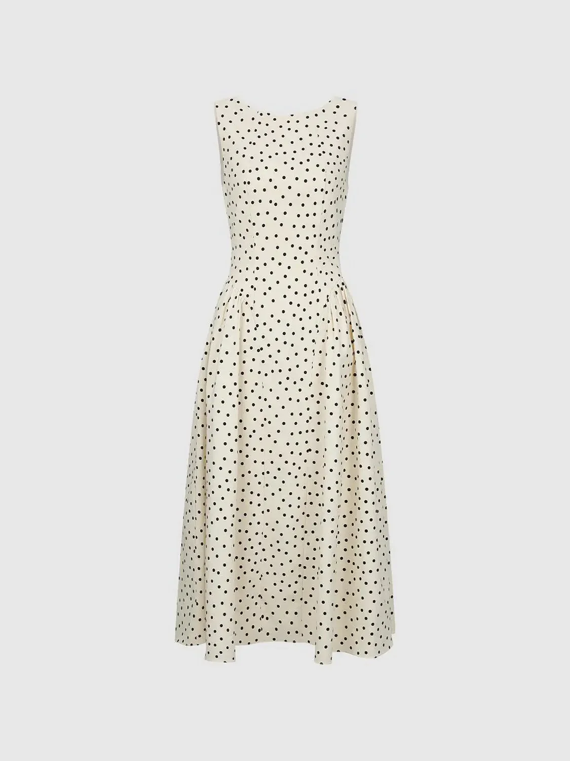 Polka Dot Viscose Blend A-Line Midi Dress
