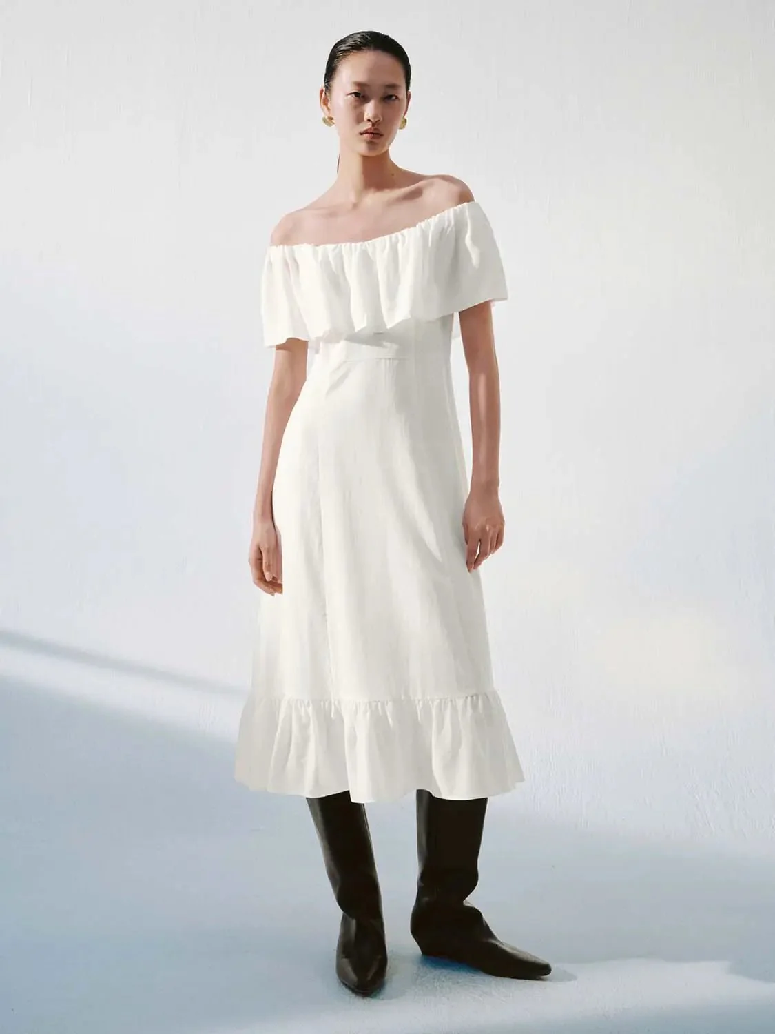 11497-lyocell-foldover-one-shoulder-ruffle-aline-midi-dress-1.webp Lyocell Foldover One Shoulder Ruffle Aline Midi Dress