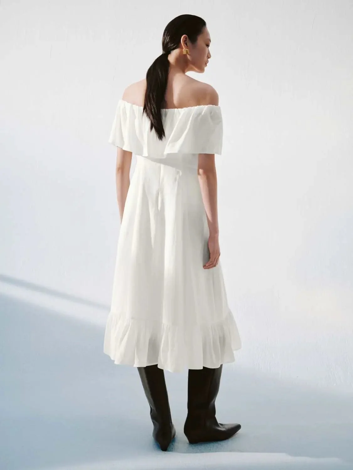 11497-lyocell-foldover-one-shoulder-ruffle-aline-midi-dress-6.webp Lyocell Foldover One Shoulder Ruffle Aline Midi Dress