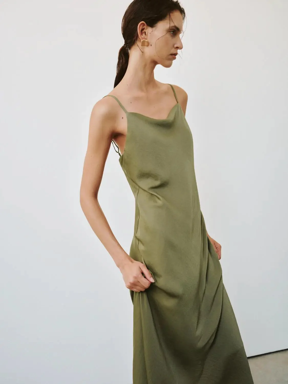 Elegant Strappy A Line Midi Synthetic Fabric Dresses