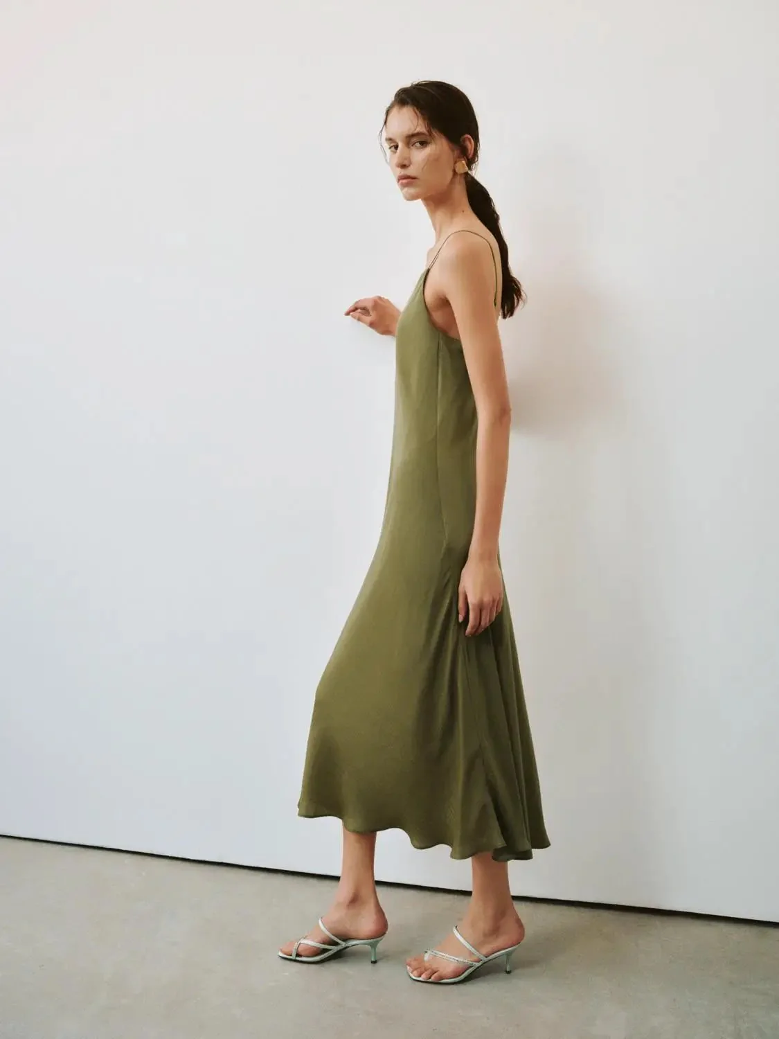 Elegant Strappy A Line Midi Synthetic Fabric Dresses
