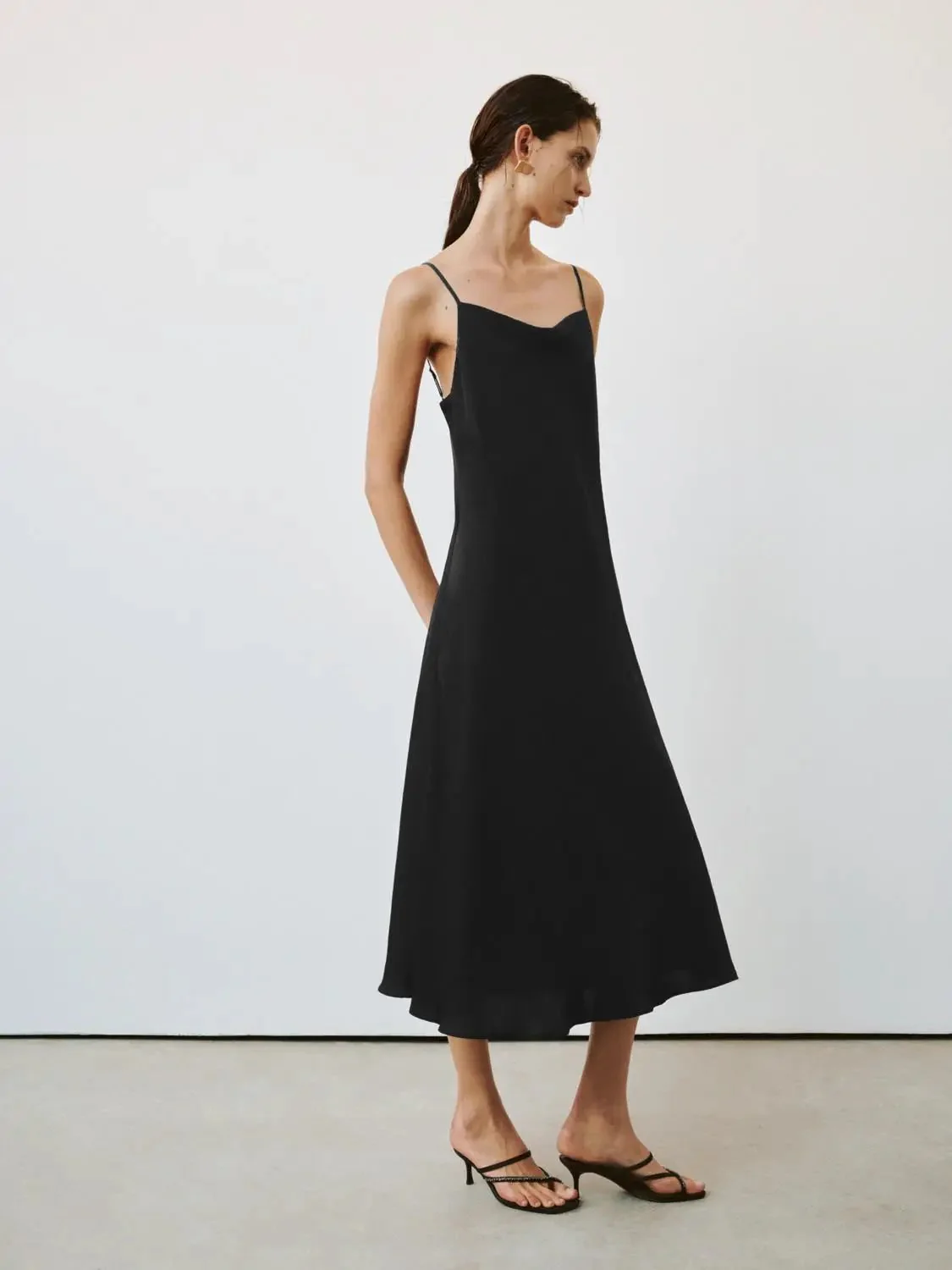Elegant Strappy A Line Midi Synthetic Fabric Dresses
