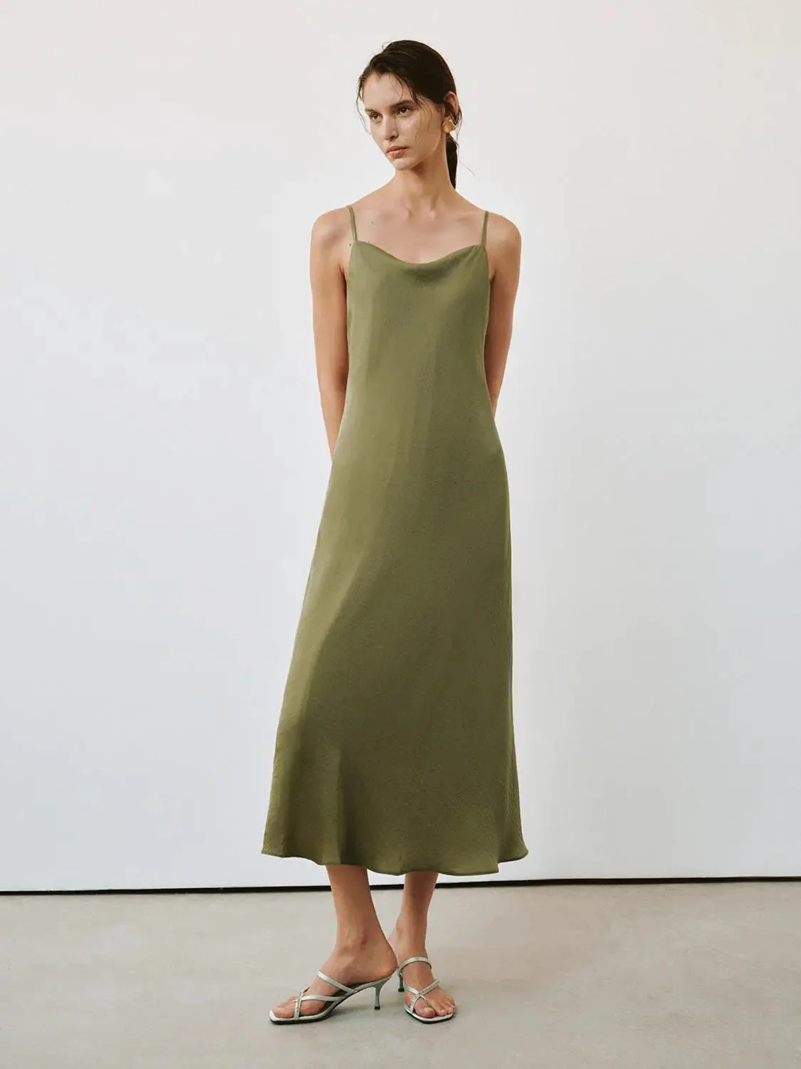Elegant Strappy A Line Midi Synthetic Fabric Dresses