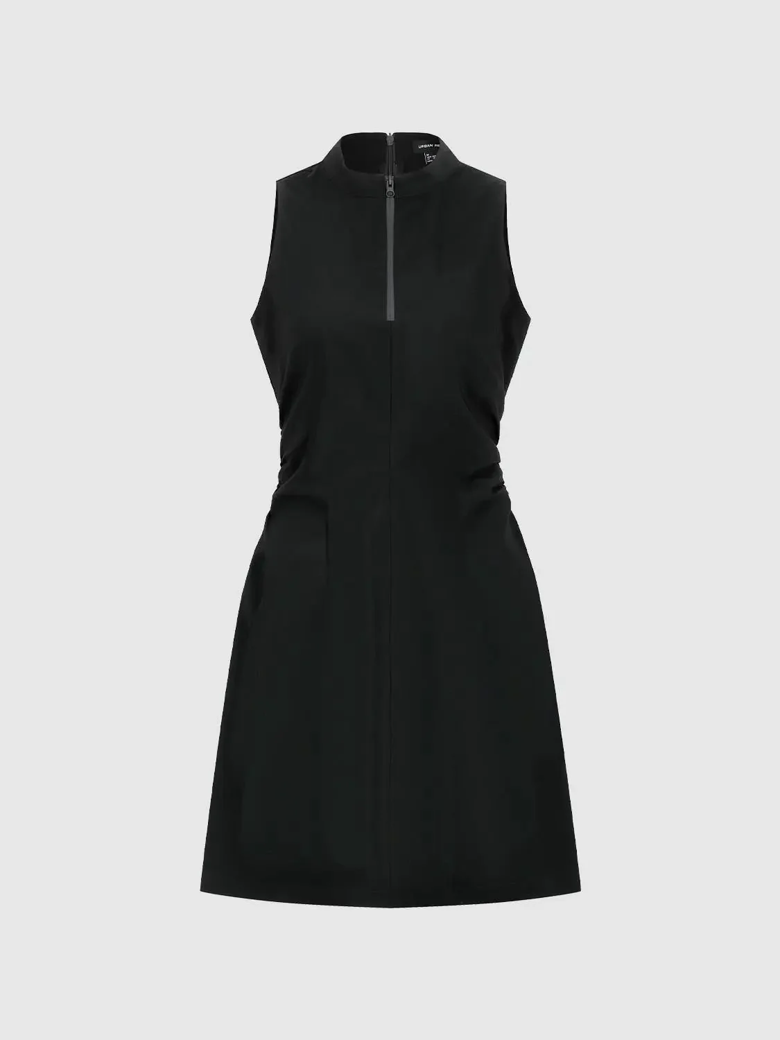 Mock Neck Half Zip Sleeveless A Line Midi Dress