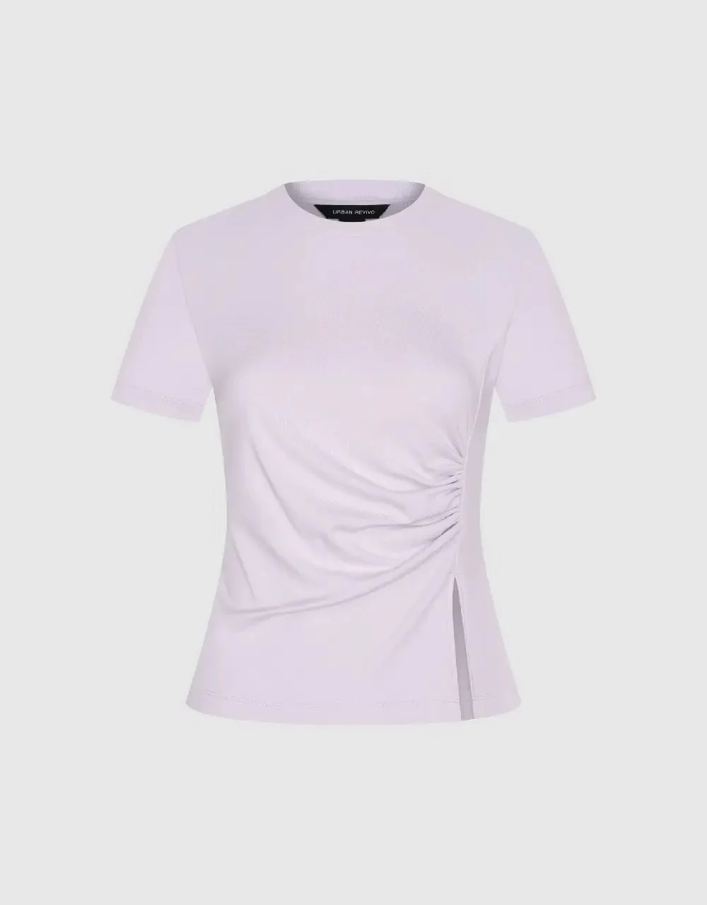 1160-white-natural-fiber-blend-with-subtle-ruched-detail-t-shirt-18.webp White Natural Fiber Blend With Subtle Ruched Detail T Shirt