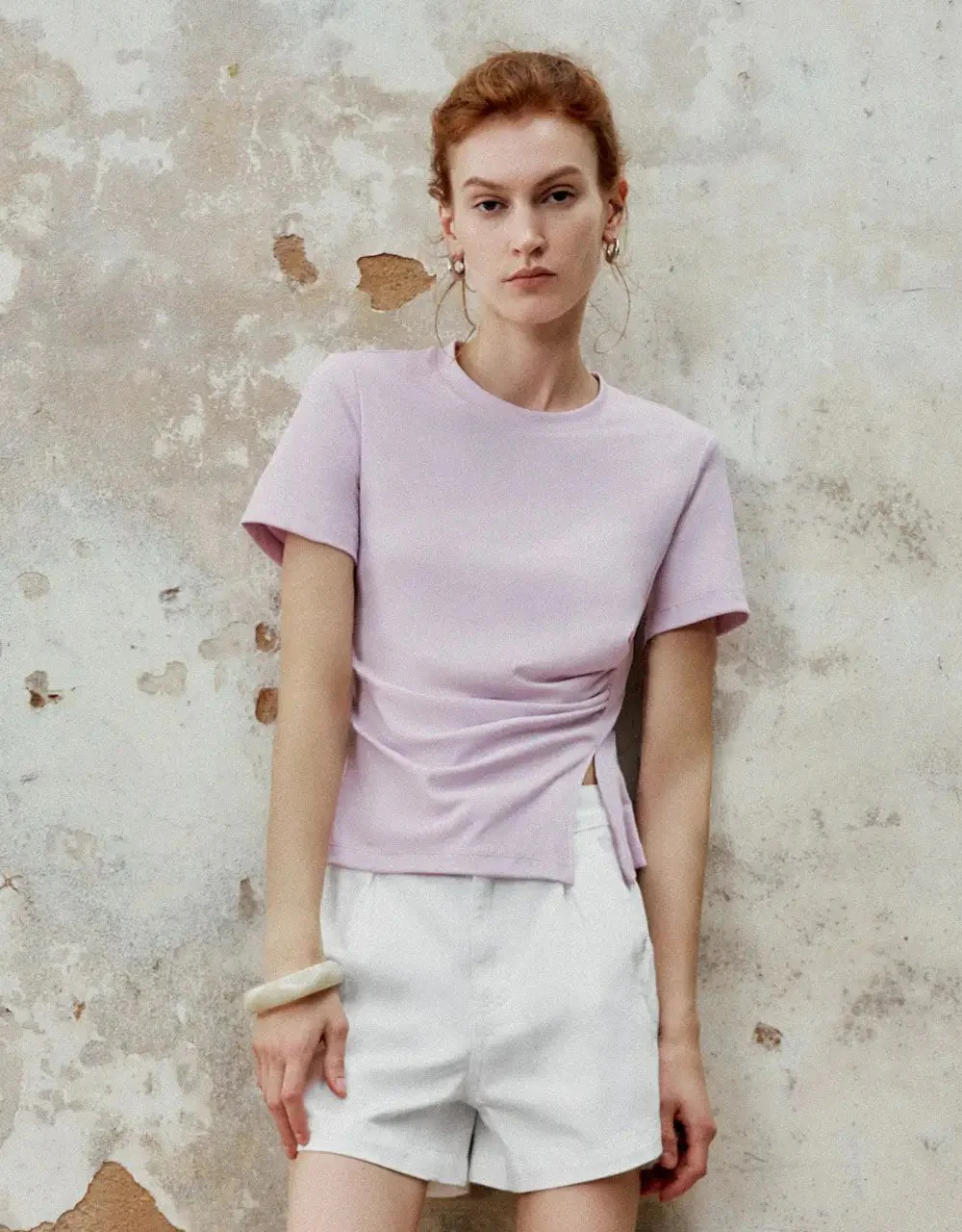 1160-white-natural-fiber-blend-with-subtle-ruched-detail-t-shirt-35.webp White Natural Fiber Blend With Subtle Ruched Detail T Shirt