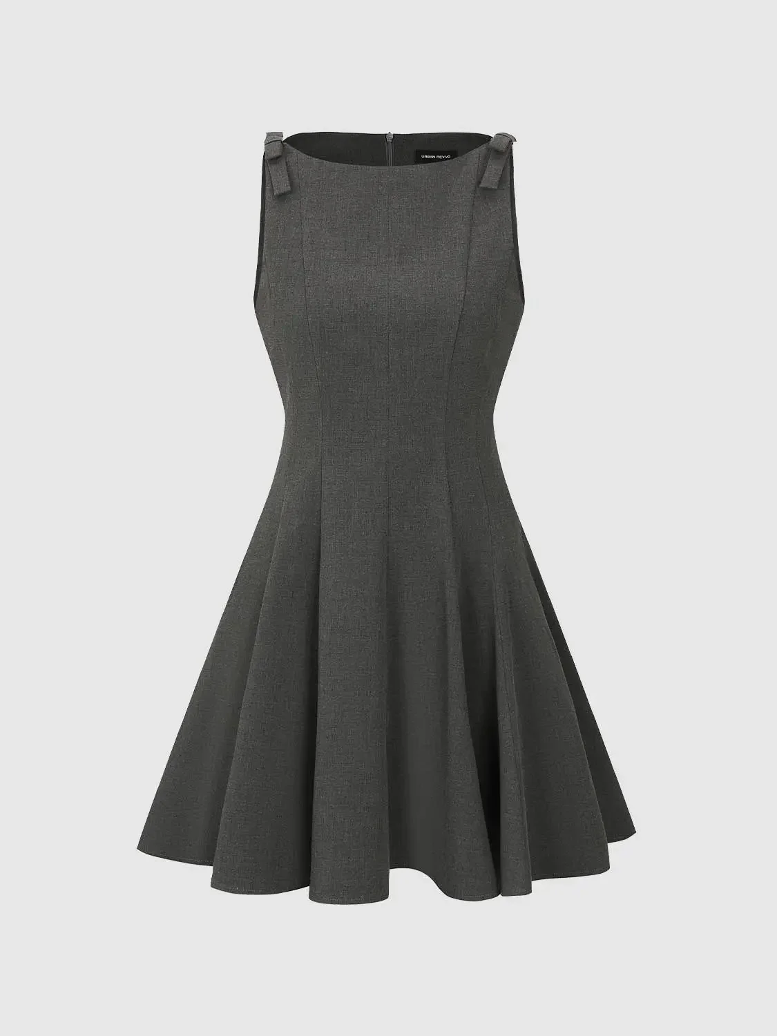 Seamed Sleeveless A-Line Midi Elegant Dresses