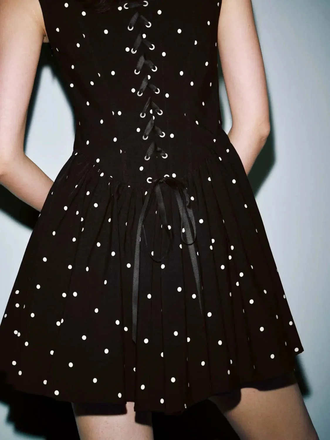 11642-viscose-blend-polka-dot-sleeveless-square-neck-aline-dress-3.webp Viscose Blend Polka Dot Sleeveless Square Neck Aline Dress