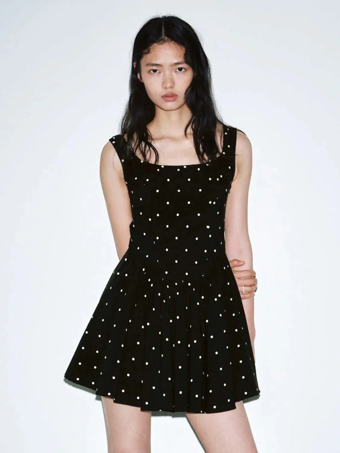 11642-viscose-blend-polka-dot-sleeveless-square-neck-aline-dress-9.webp Viscose Blend Polka Dot Sleeveless Square Neck Aline Dress