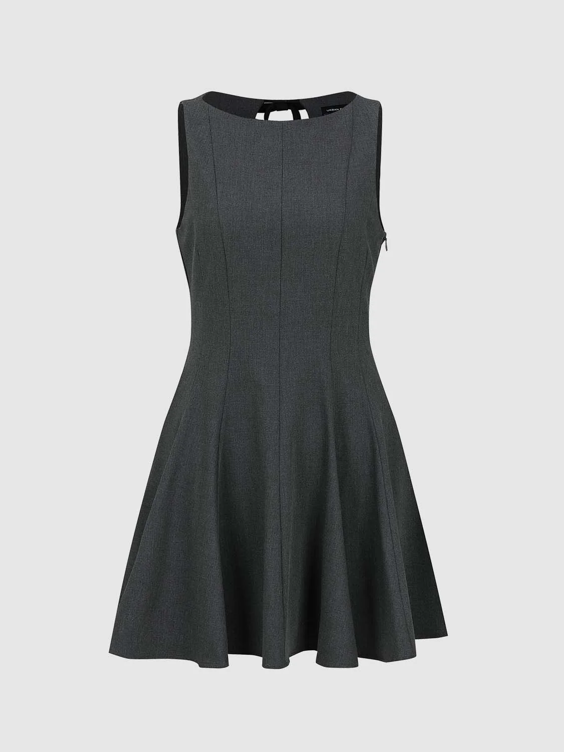 Elegant Charcoal Sleeveless A Line Midi Dress