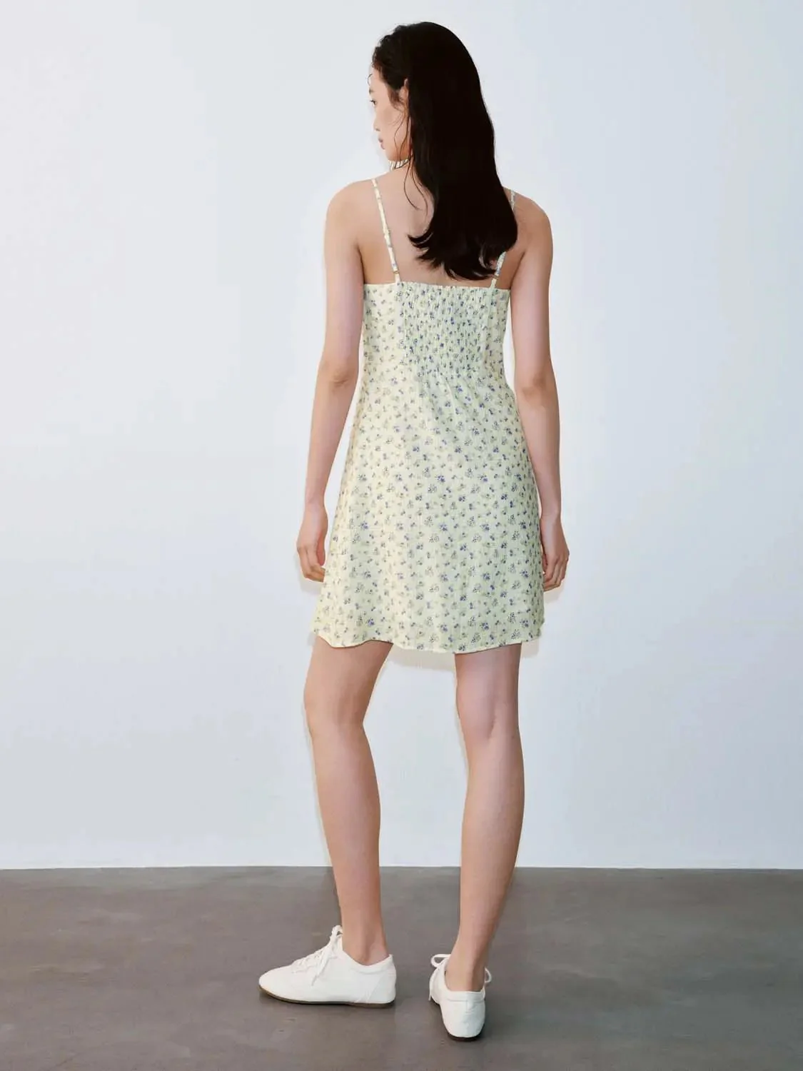 Floral Print Strappy Tie Detail A Line Midi Dress