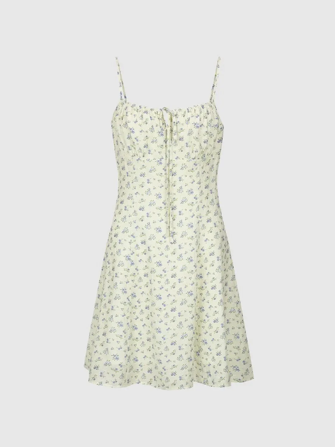 Floral Print Strappy Tie Detail A Line Midi Dress