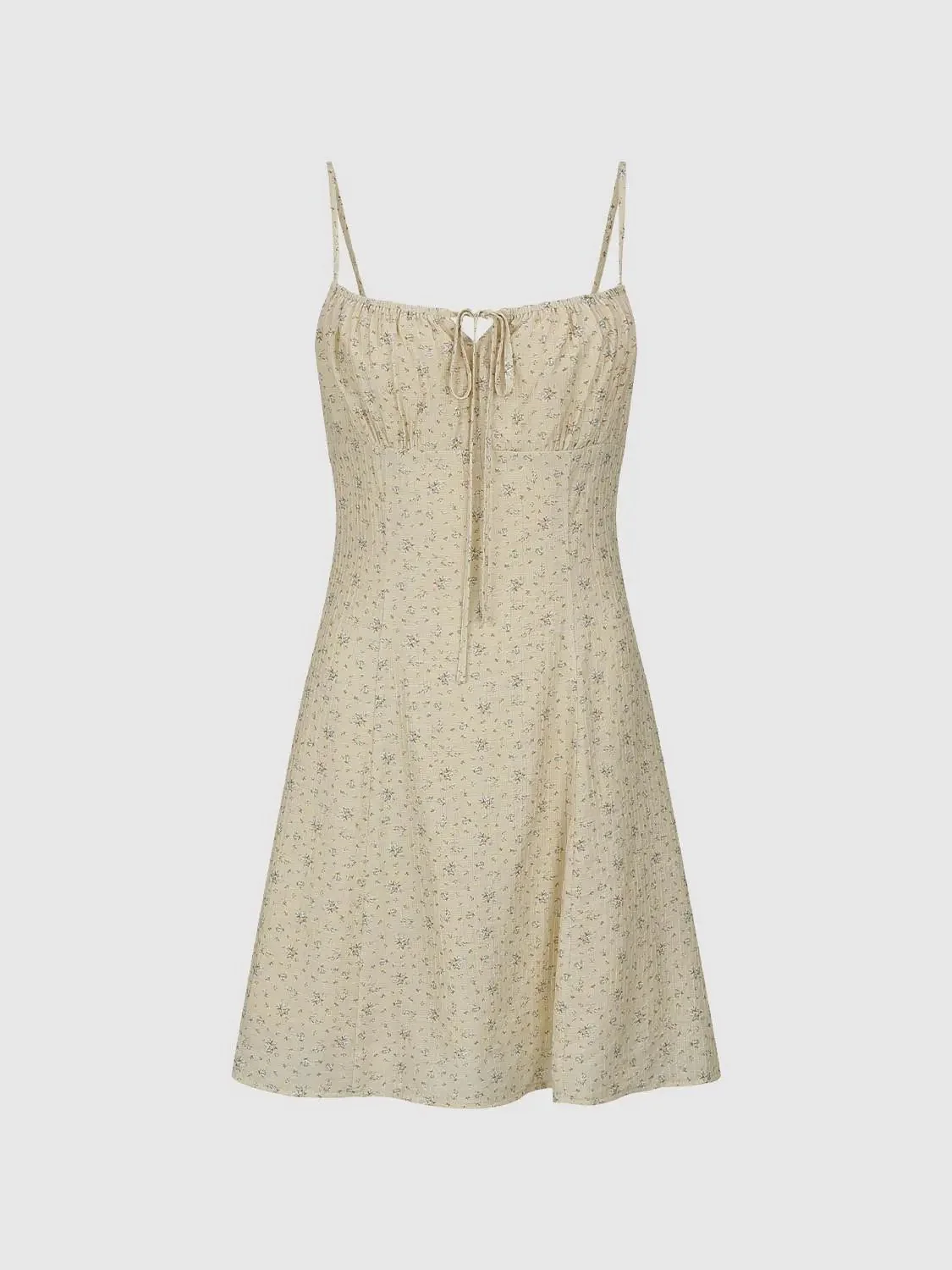 Floral Print Strappy Tie Detail A Line Midi Dress