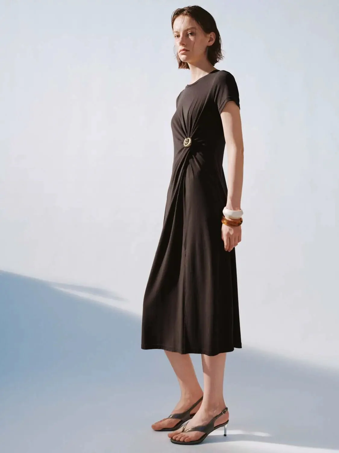 11706-chic-front-knot-draped-a-line-midi-dress-4.webp Chic Front Knot Draped A Line Midi Dress