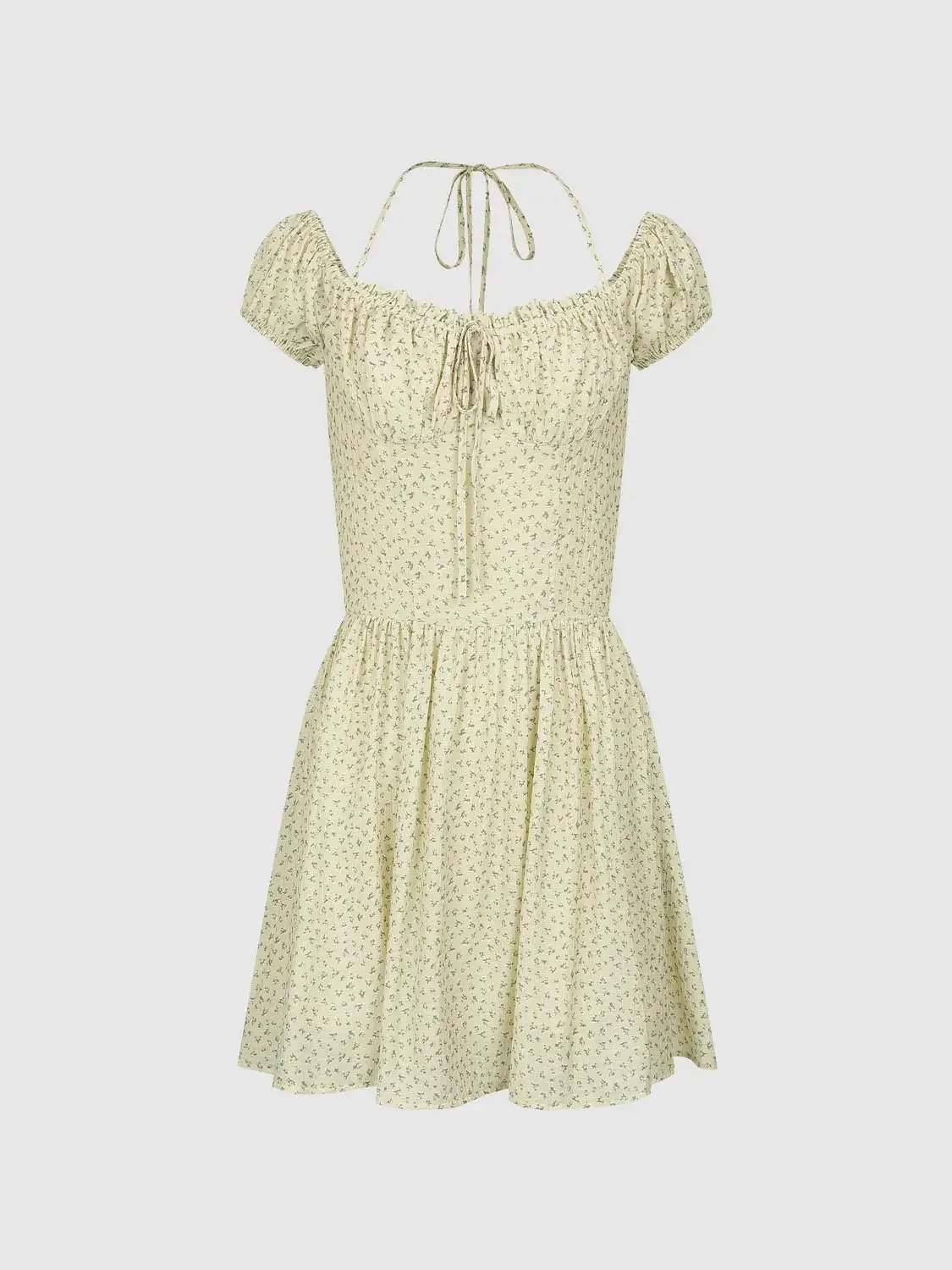 11712-floral-puff-sleeve-shirred-a-line-midi-dresses-7.webp Floral Puff Sleeve Shirred A Line Midi Dresses