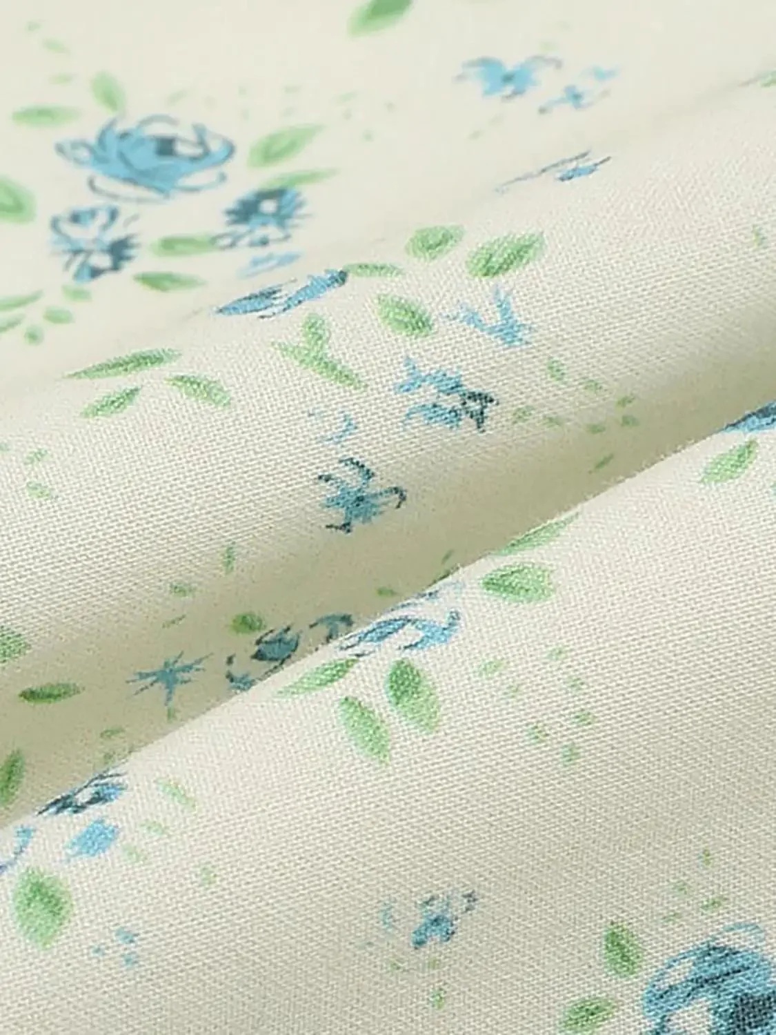 Floral Cotton Lyocell Puff Sleeve Shirring A-Line Midi Dress