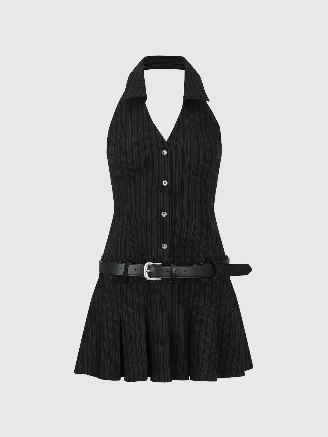 11734-collared-v-neck-sleeveless-striped-a-line-pleated-dress-7.webp Collared V Neck Sleeveless Striped A Line Pleated Dress