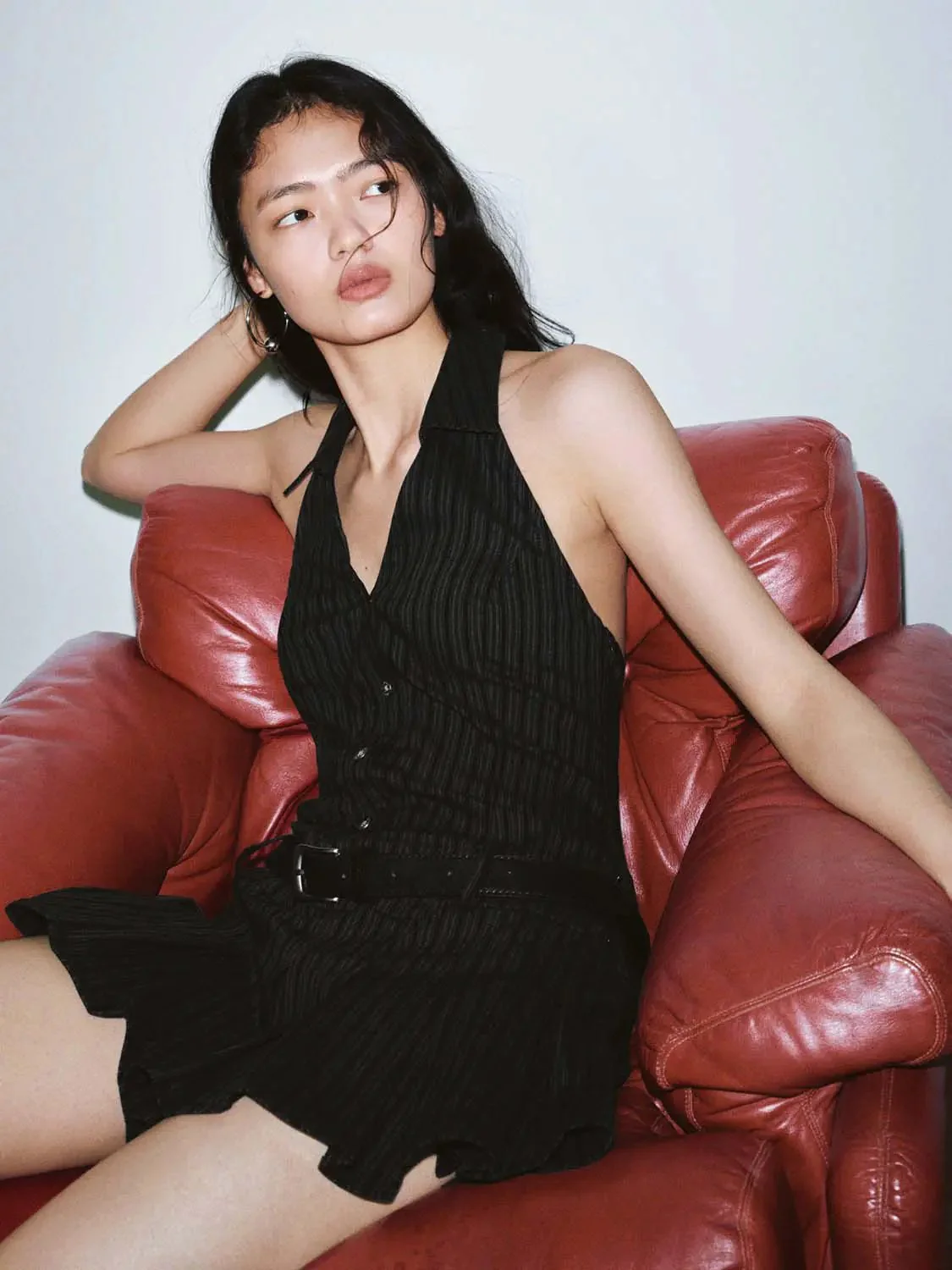 11734-collared-v-neck-sleeveless-striped-a-line-pleated-dress-9.webp Collared V Neck Sleeveless Striped A Line Pleated Dress