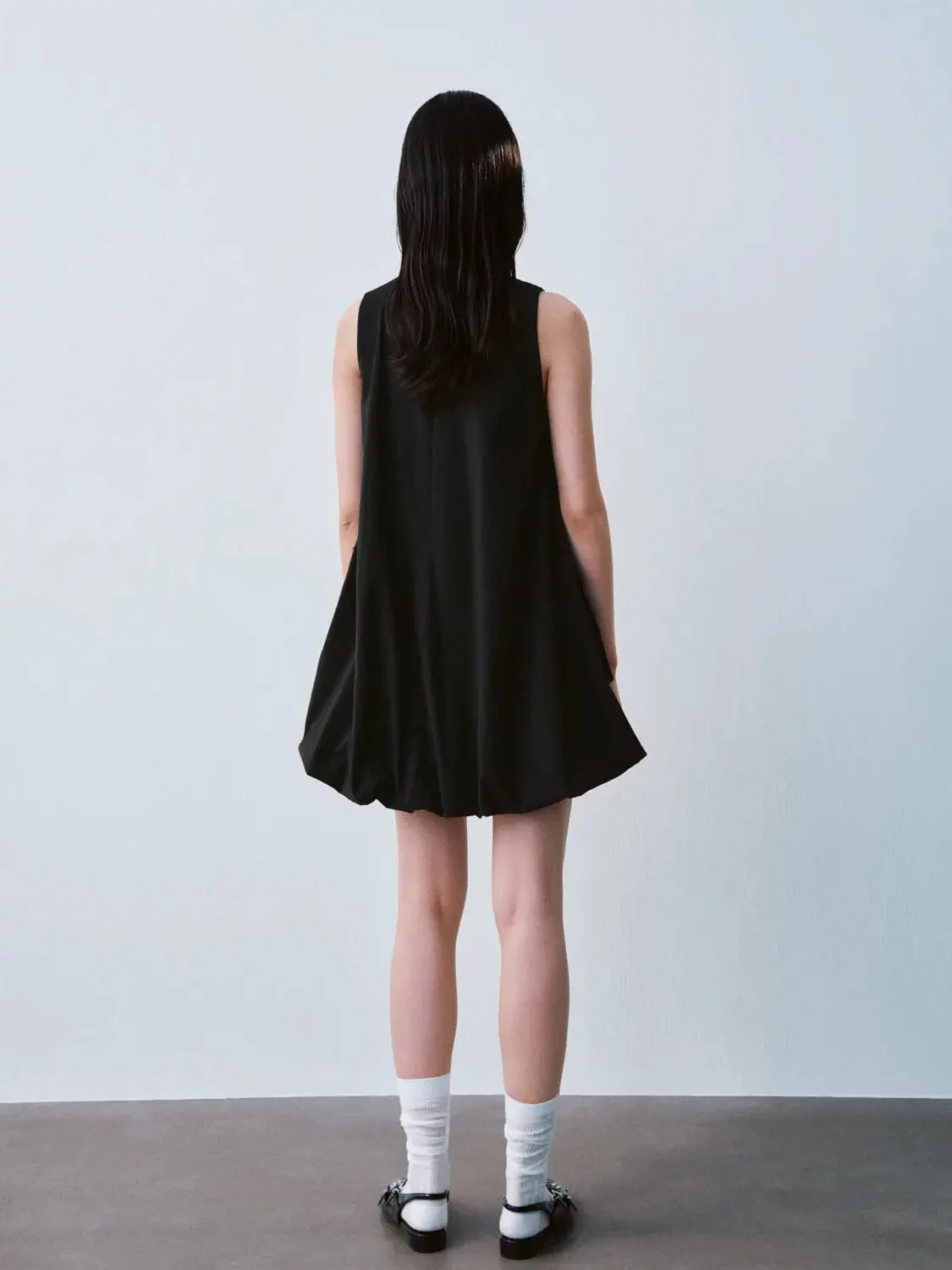 Cotton A Line Sleeveless Balloon Hem Dresses