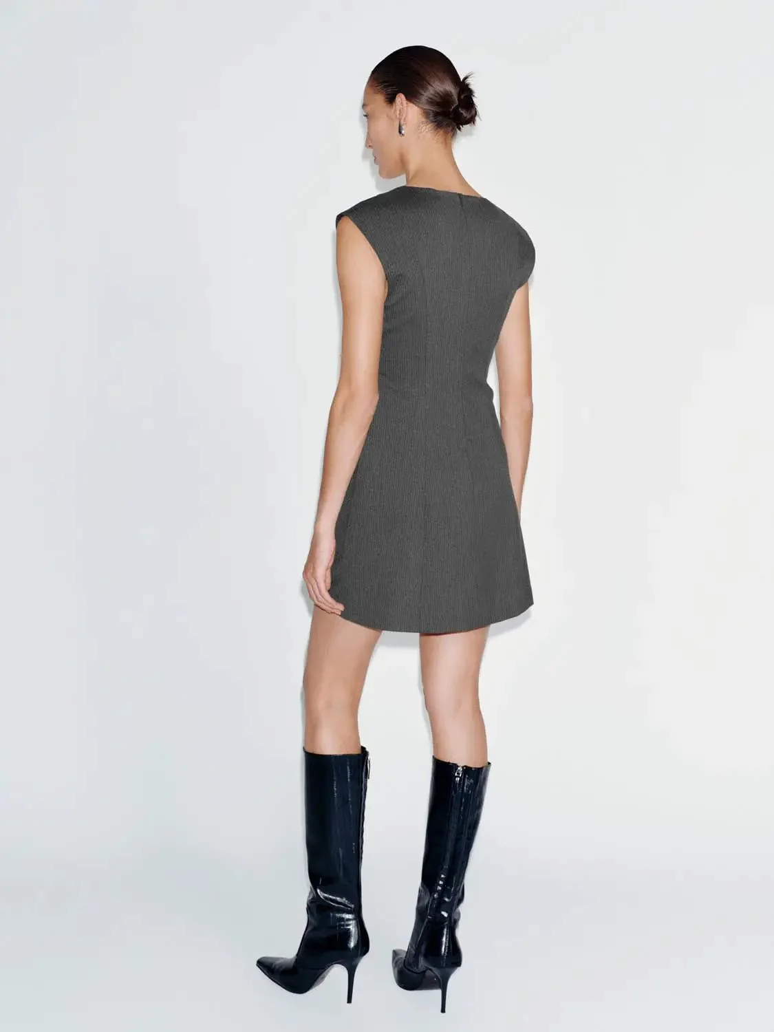 V-Neck Sleeveless Striped A-Line Viscose Blend Dresses