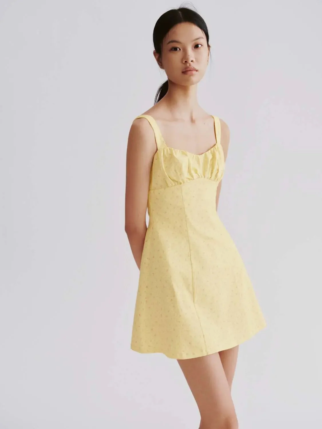 Floral Print Strappy A Line Mini Fabric Dress