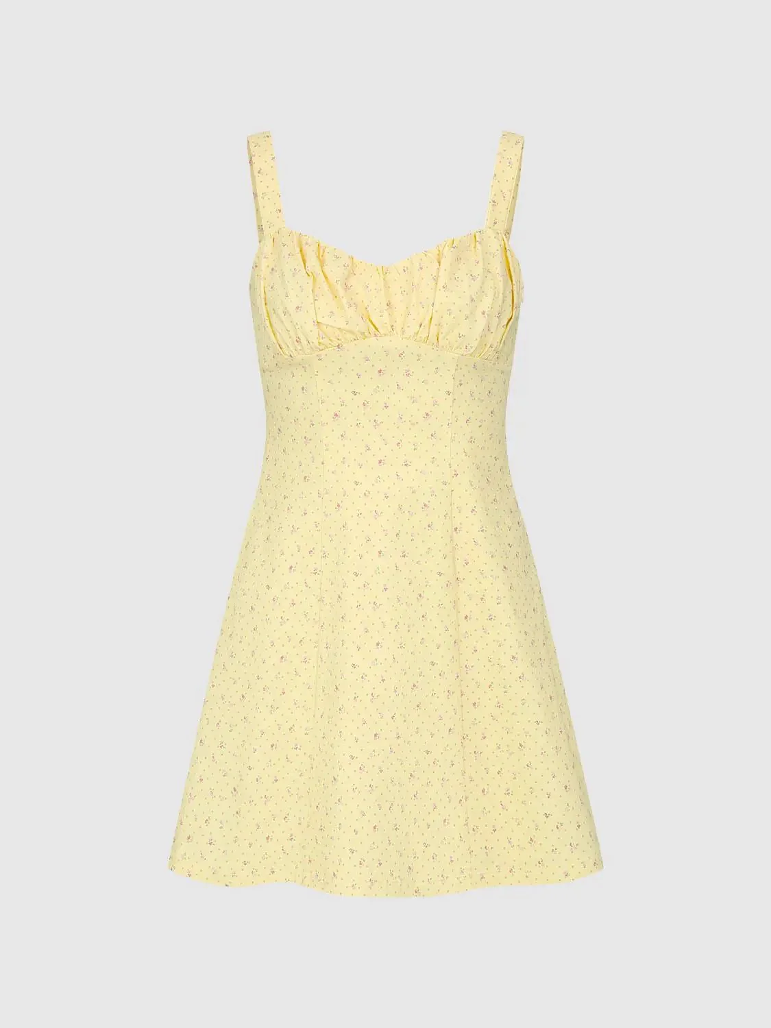 Floral Print Strappy A Line Mini Fabric Dress