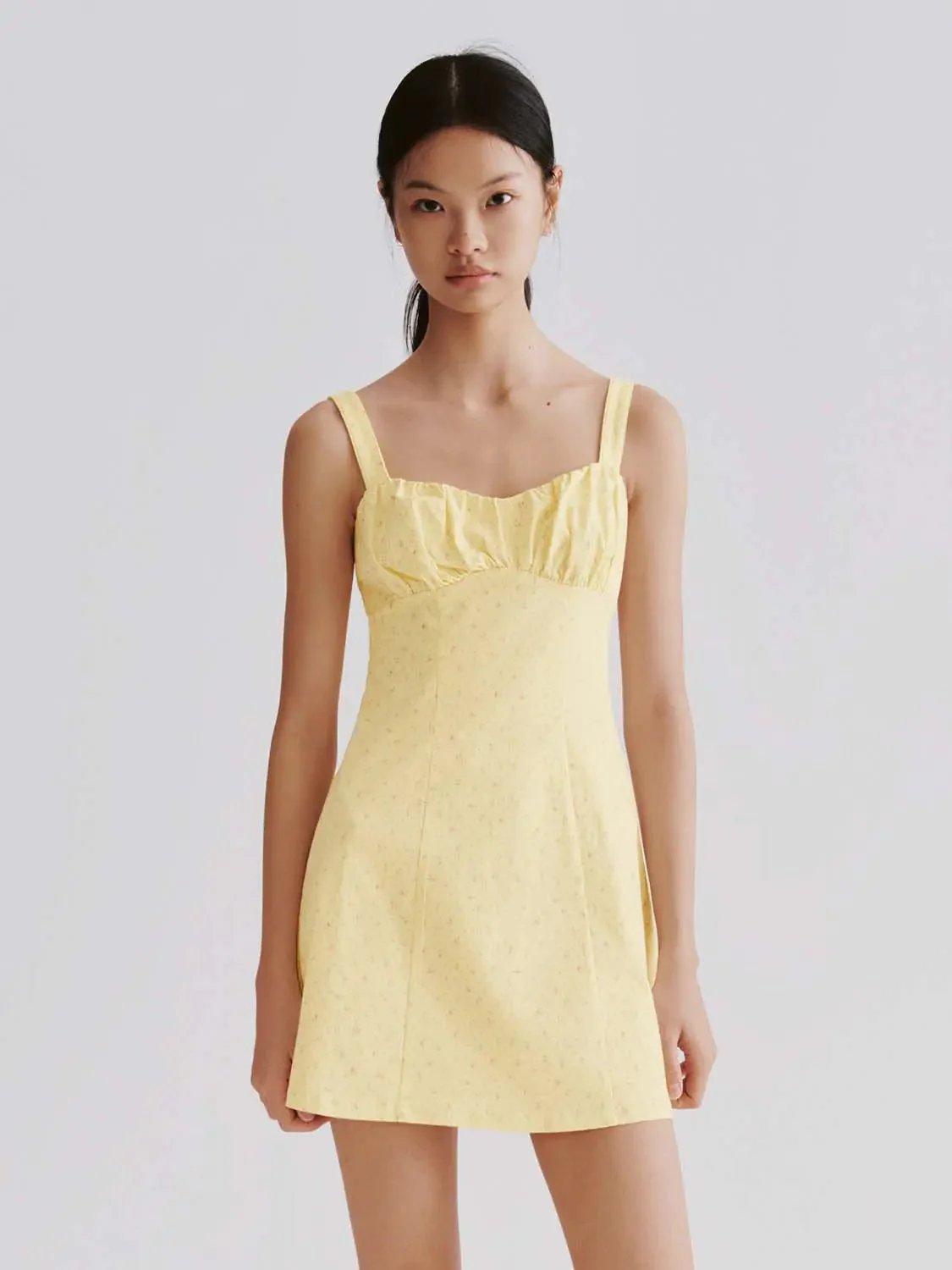 Floral Print Strappy A Line Mini Fabric Dress