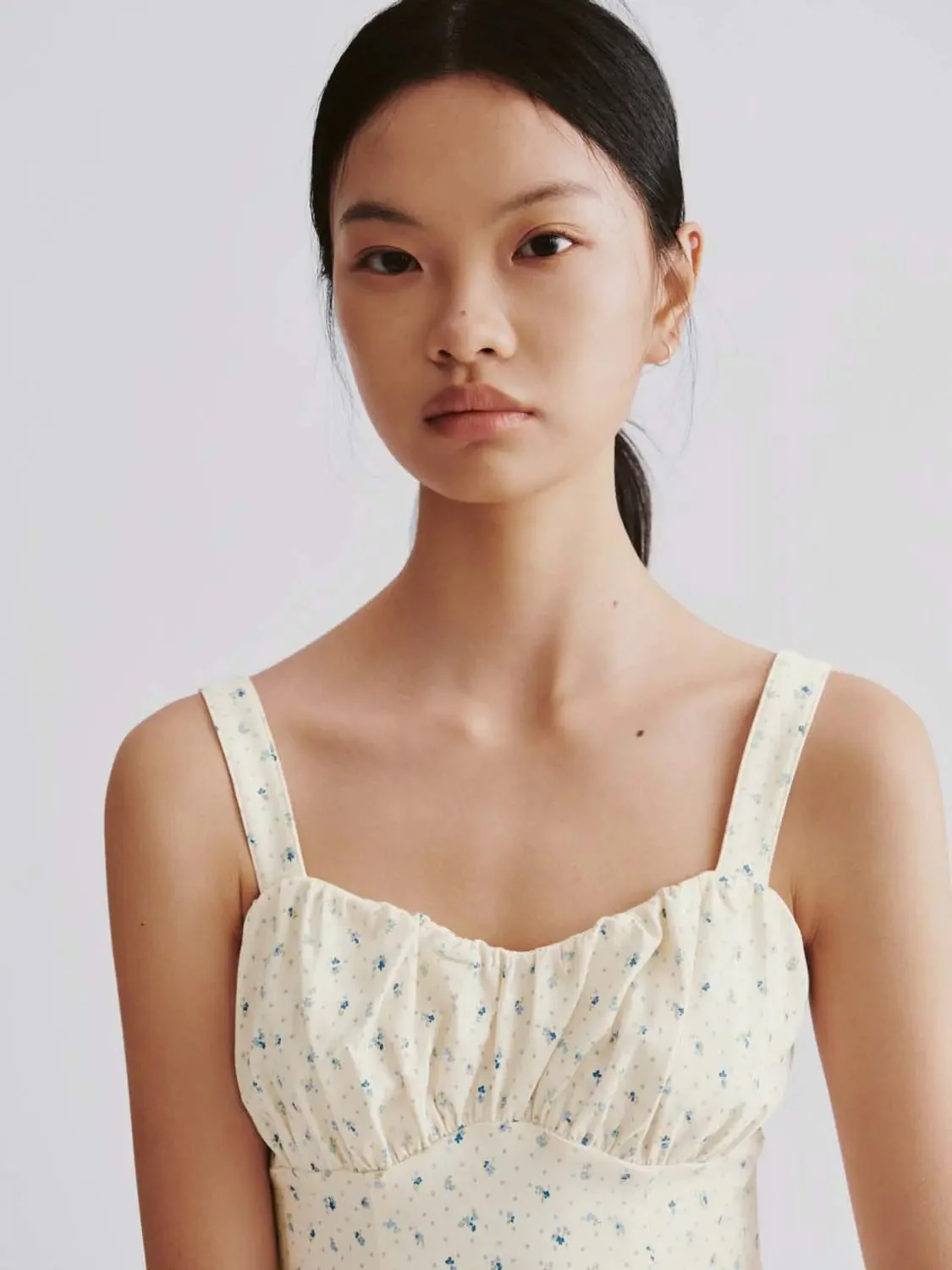 Floral Print Strappy A Line Mini Fabric Dress
