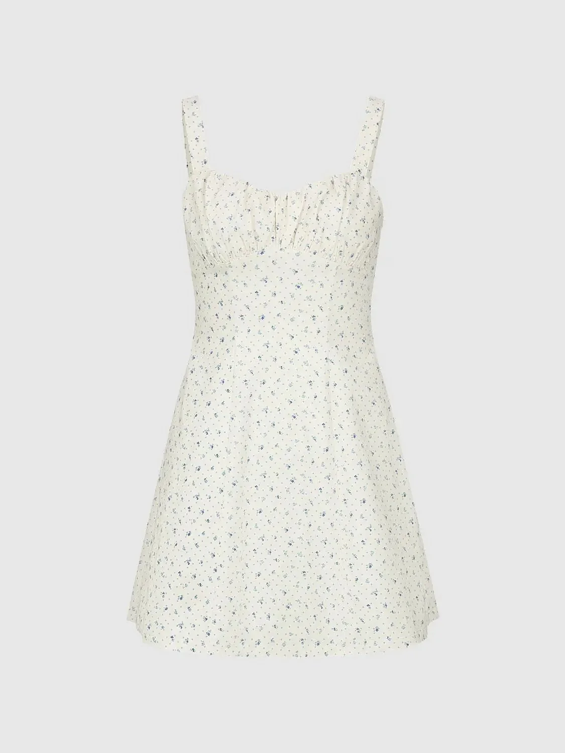 Floral Print Strappy A Line Mini Fabric Dress
