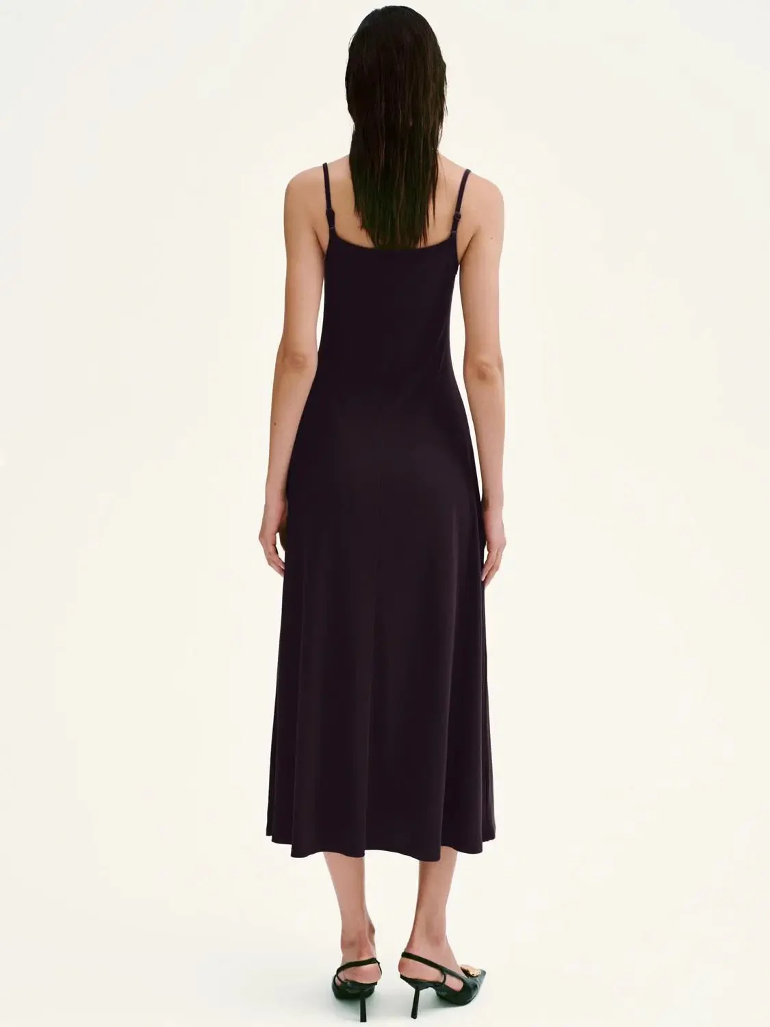 Elegant Cotton Blend Strappy A-Line Midi Dress