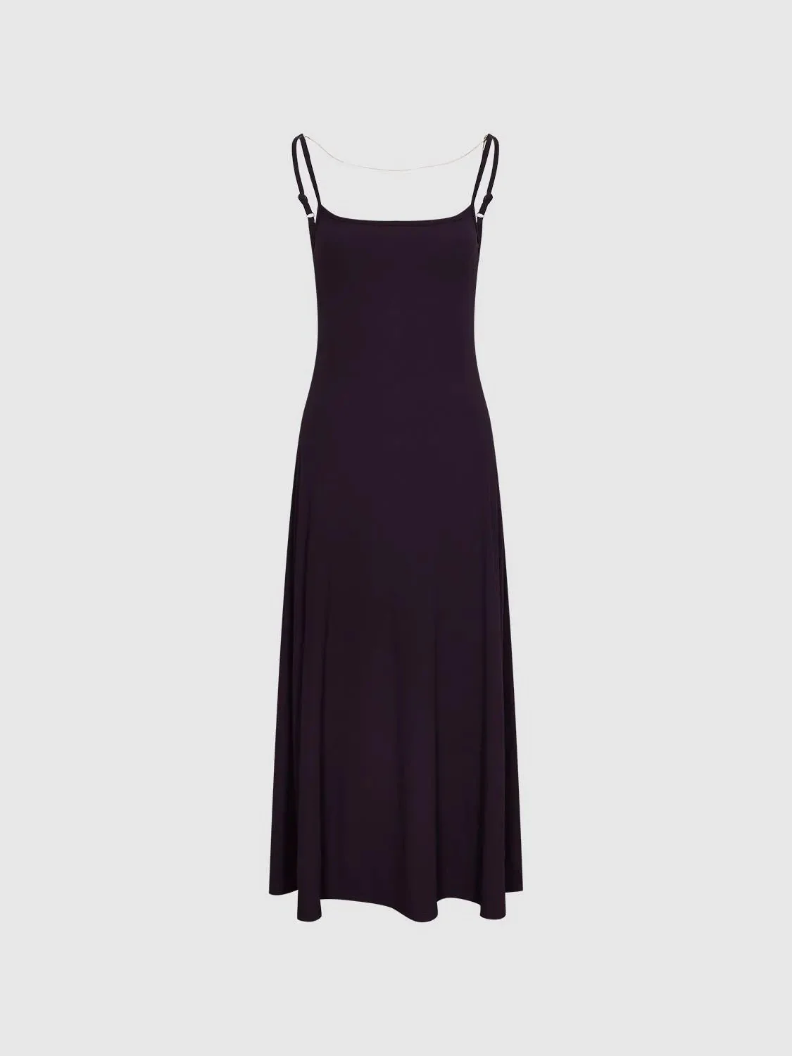 Elegant Cotton Blend Strappy A-Line Midi Dress