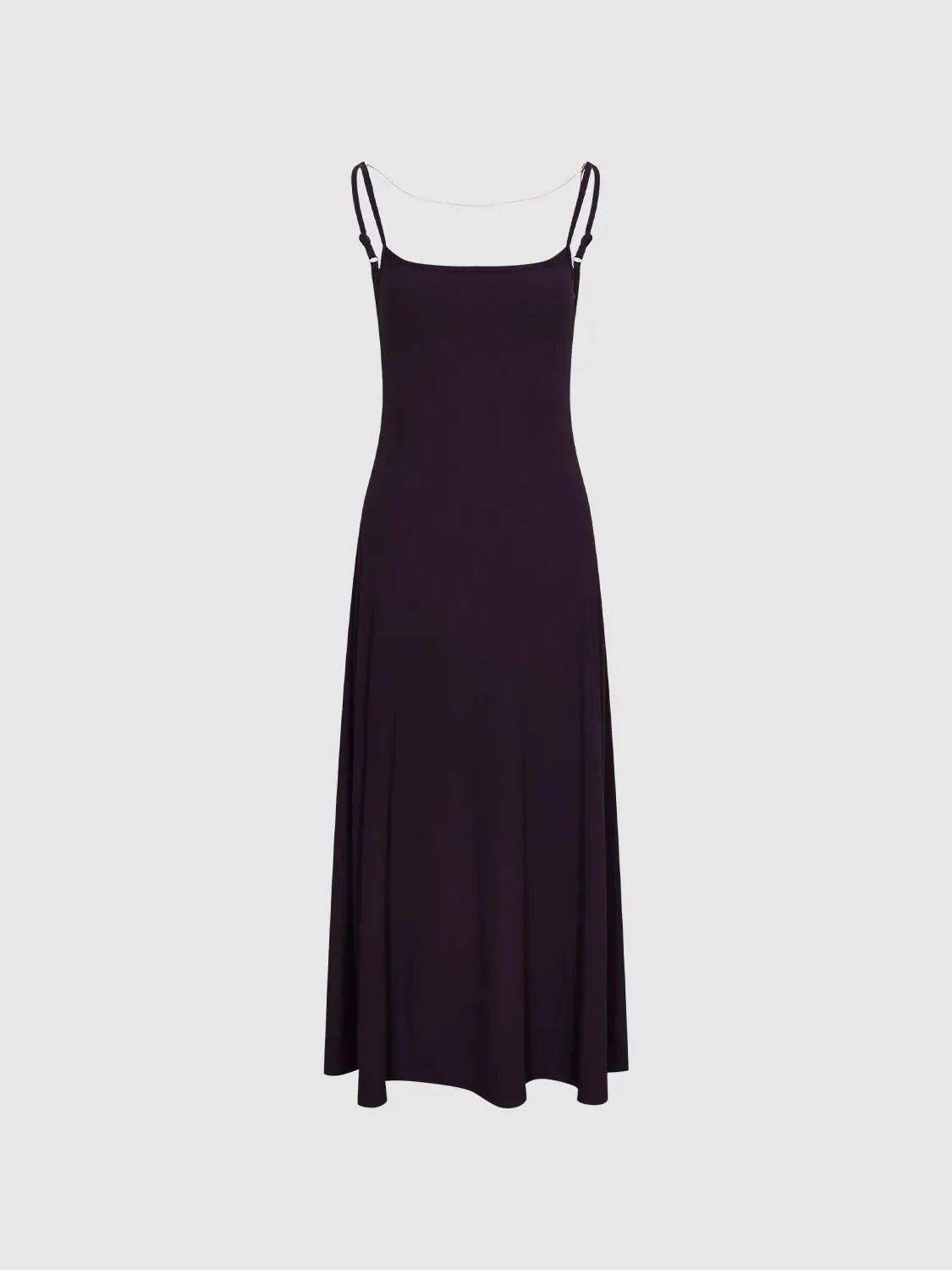 Elegant Cotton Blend Strappy A-Line Midi Dress