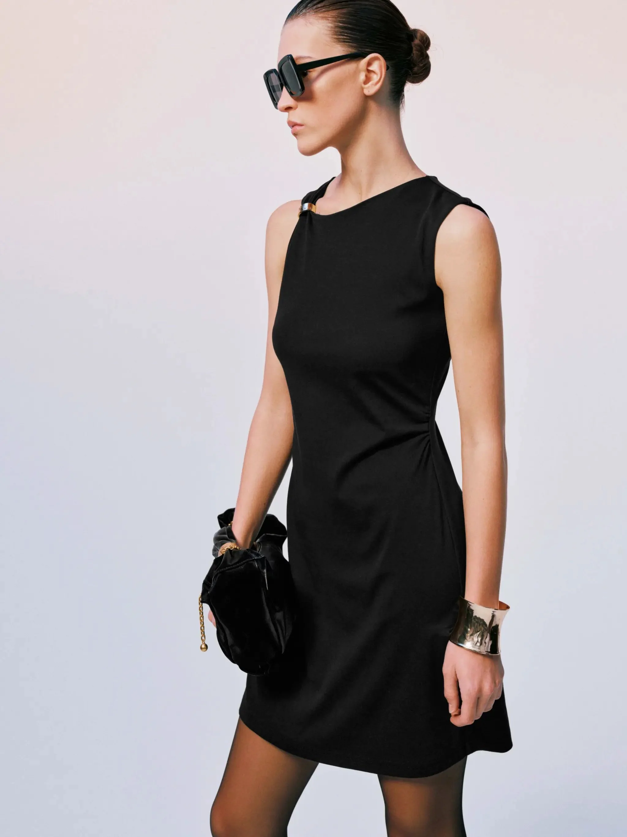 Cotton Blend Asymmetric Aline Mini Dress