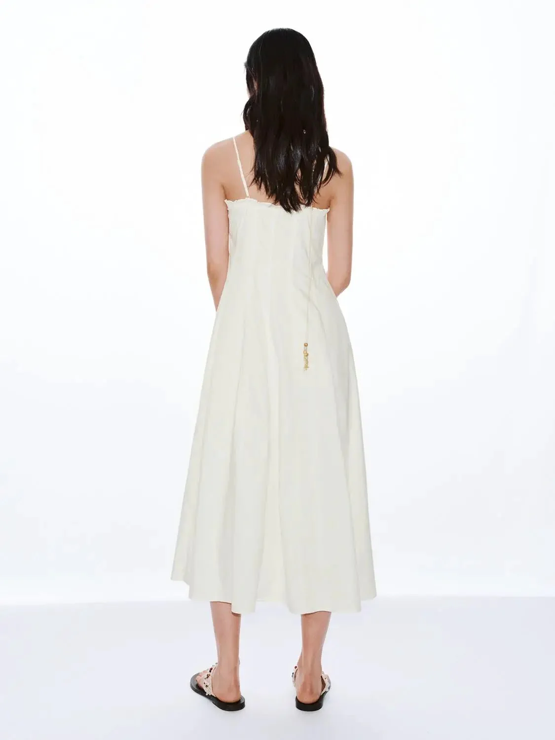 Cotton Stretch Bandeau Herringbone Maxi Dresses