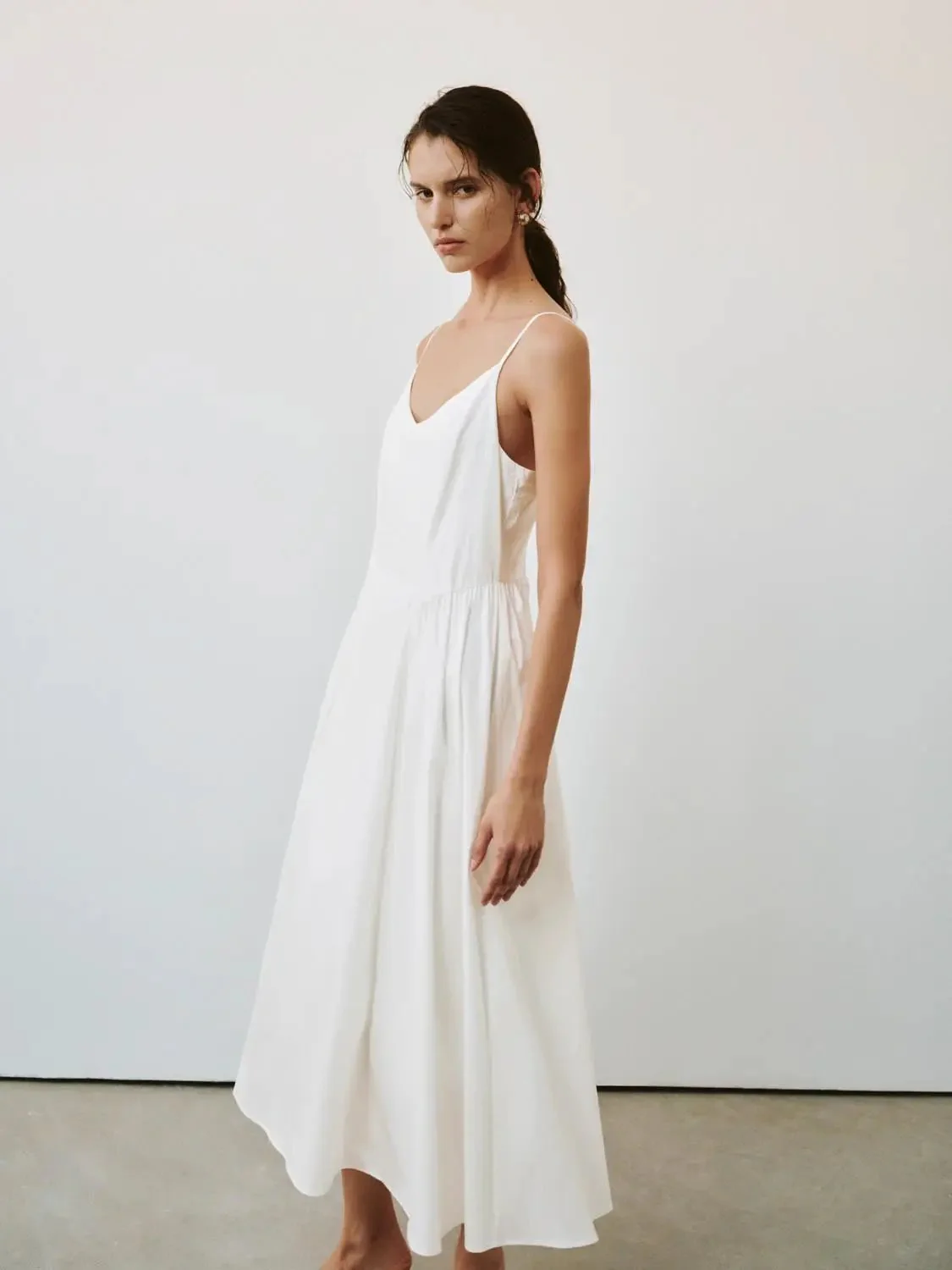 11902-powder-blue-cotton-strappy-shirring-a-line-midi-dress-5.webp Powder Blue Cotton Strappy Shirring A Line Midi Dress