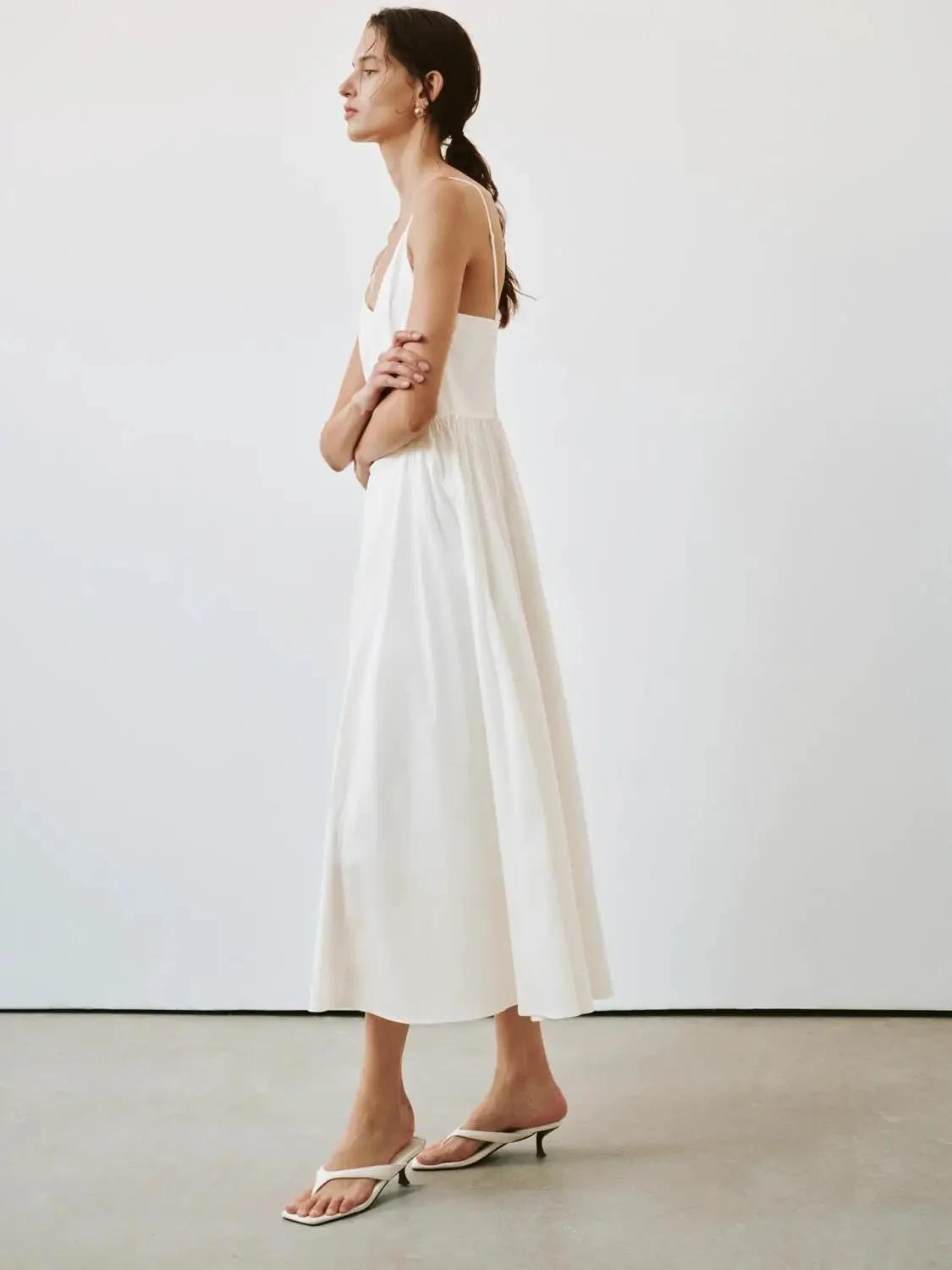 11902-powder-blue-cotton-strappy-shirring-a-line-midi-dress-7.webp Powder Blue Cotton Strappy Shirring A Line Midi Dress