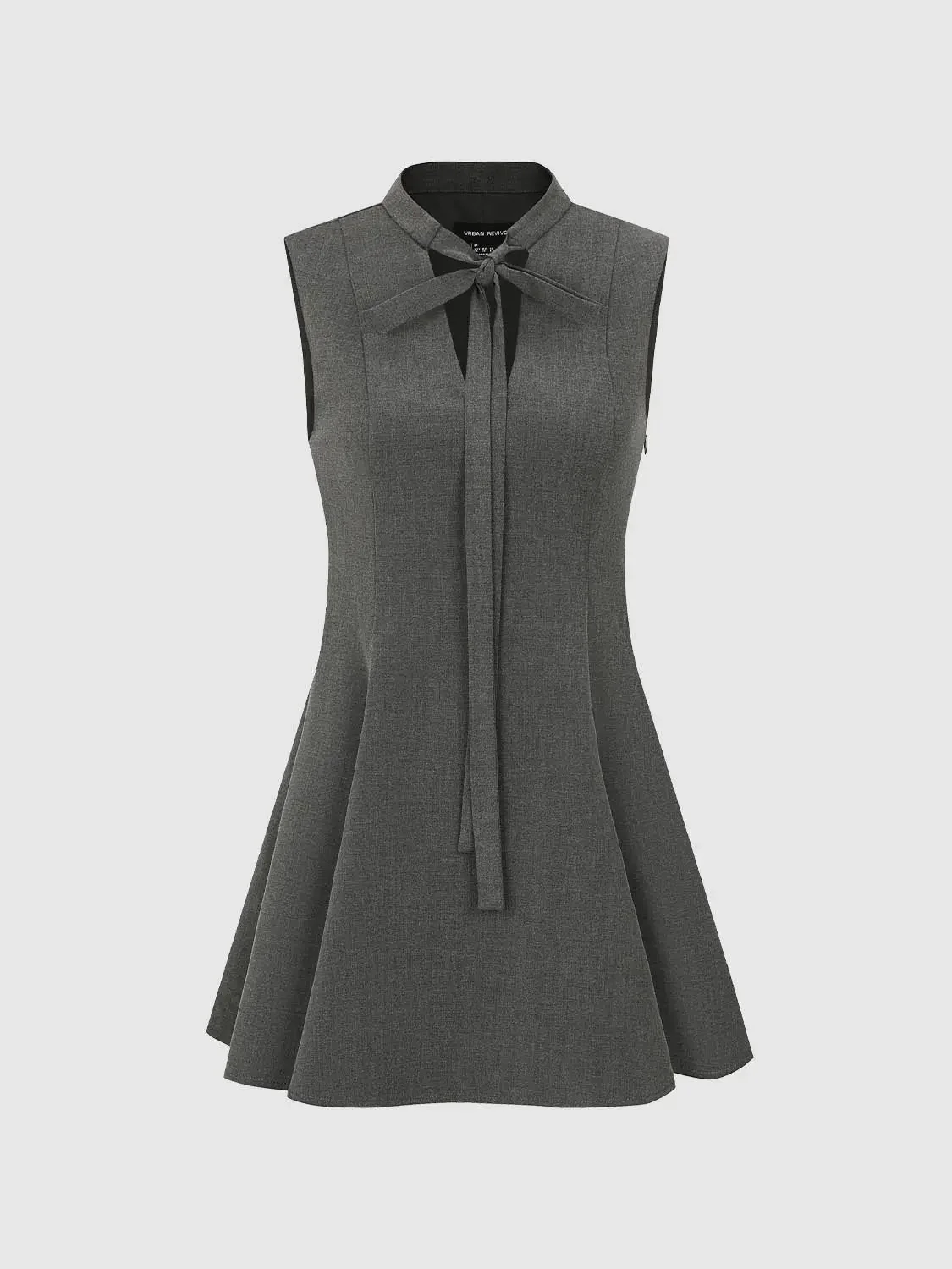 Scarf Neck Sleeveless Pleated A Line Stretch Dresses