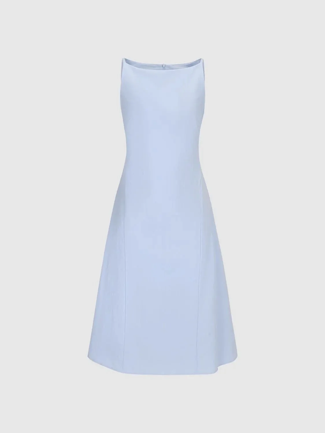 Cotton Strappy Boat Neck A-Line Midi Dresses