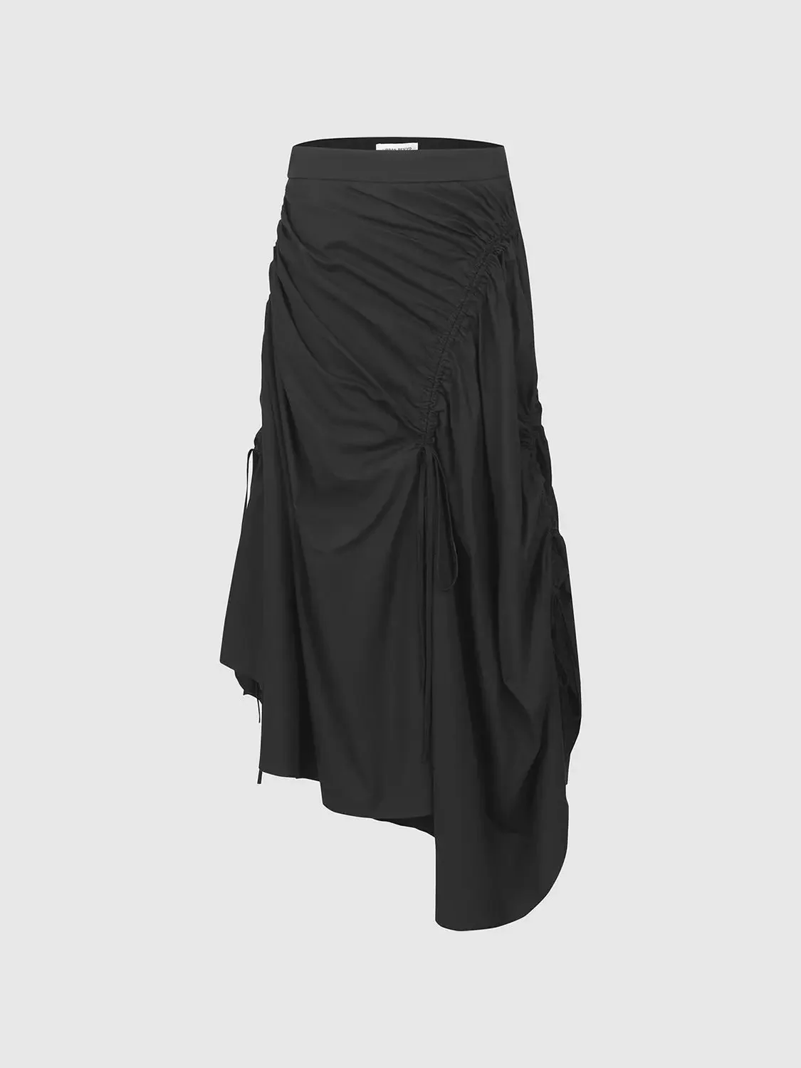 1196-cotton-ruched-irregular-hem-a-line-skirt-2.webp Cotton Ruched Irregular Hem A-Line Skirt