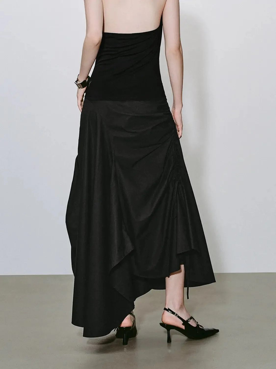 1196-cotton-ruched-irregular-hem-a-line-skirt-3.webp Cotton Ruched Irregular Hem A-Line Skirt