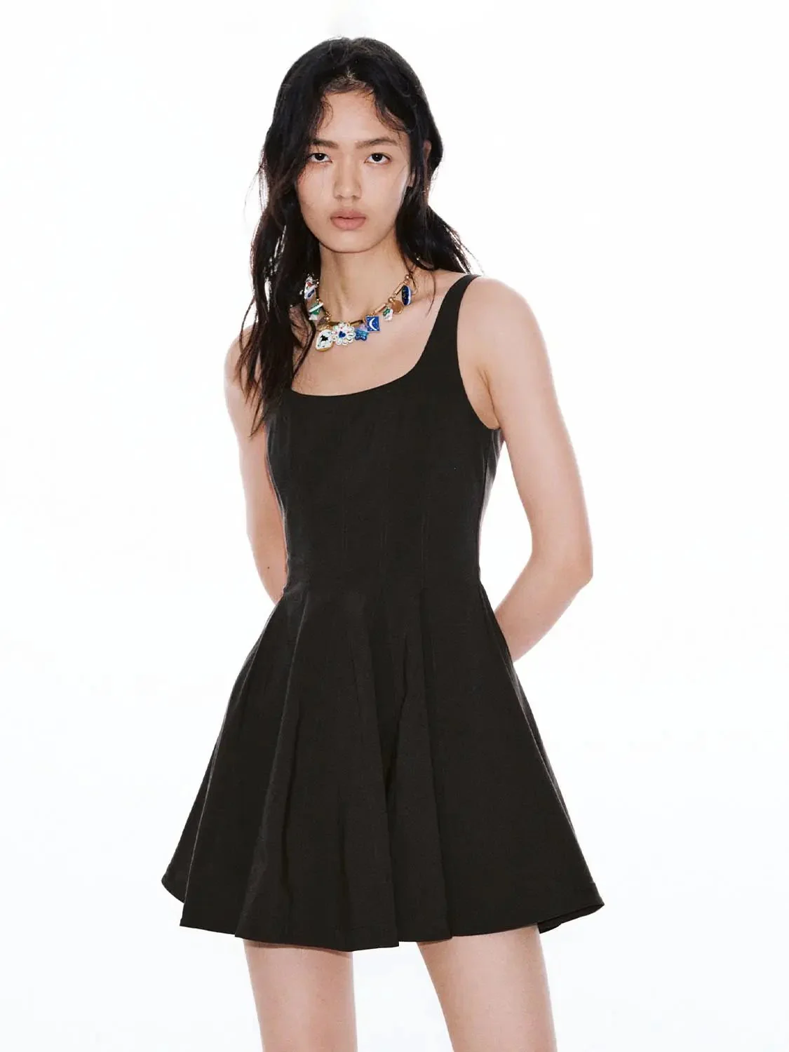 11968-viscose-shell-strappy-black-a-line-mini-dress-9.webp Viscose Shell Strappy Black A-Line Mini Dress